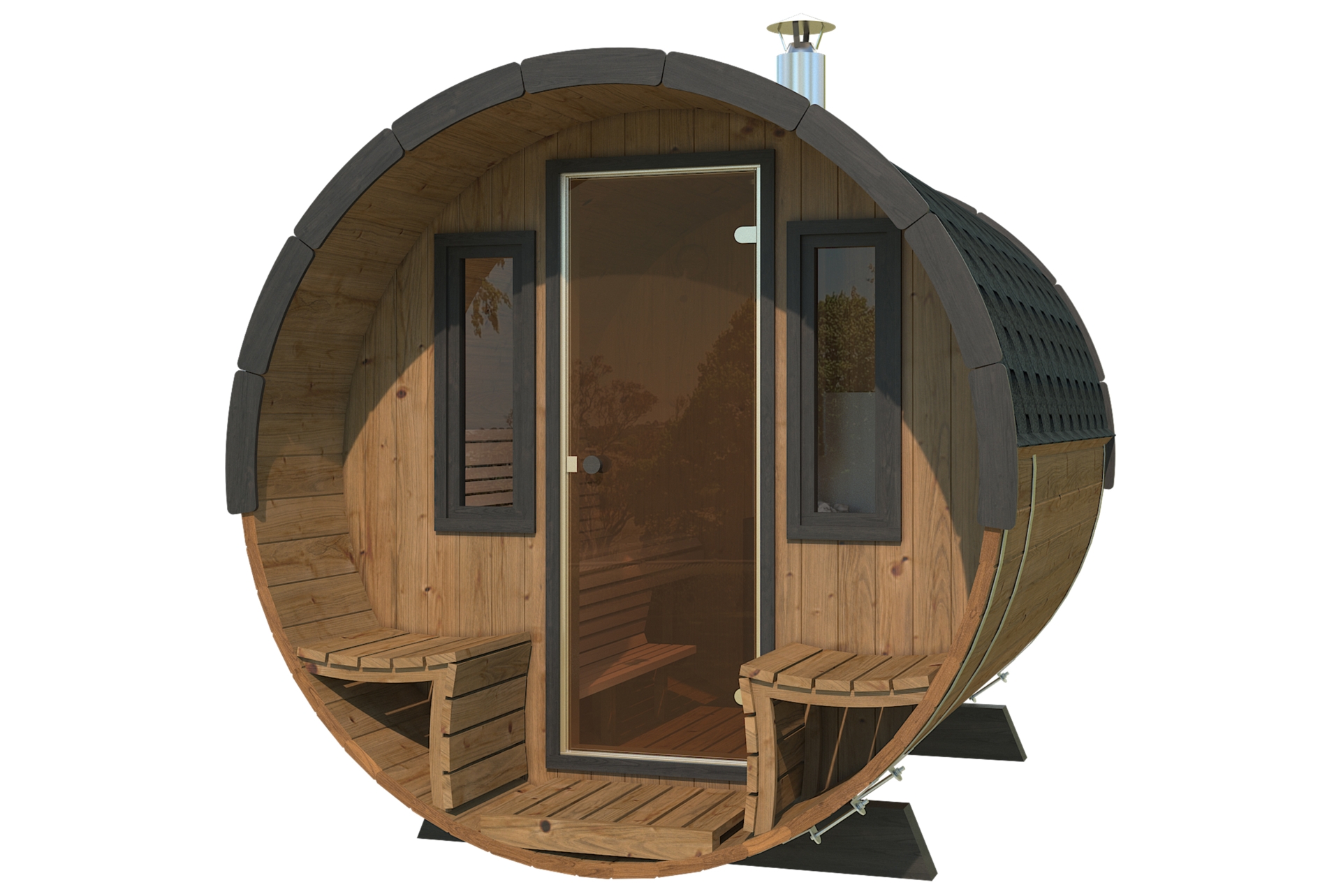 Sauna fińska zewnętrzna Lux Barrelsauna 235 x 280 cm