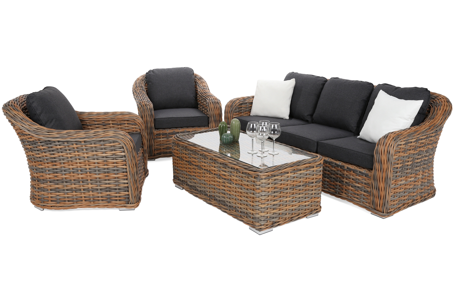 Meble ogrodowe technorattanowe Foggia Ginger Melange / Dark Grey