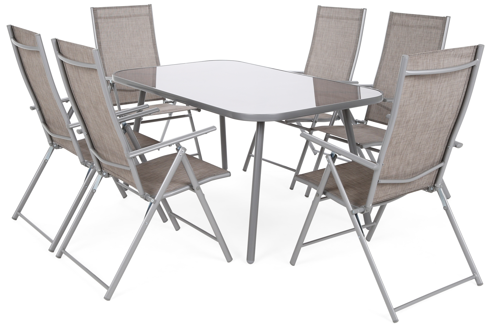 Meble ogrodowe metalowe Casablanca 150 cm Silver / Taupe Melange 6+1