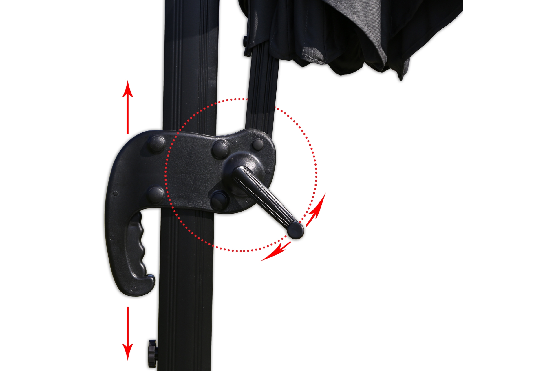 Parasol ogrodowy Roma z regulowaną wysokością czaszy - ecru Parasol ogrodowy Roma 350 cm Grey / Ecru z podstawą