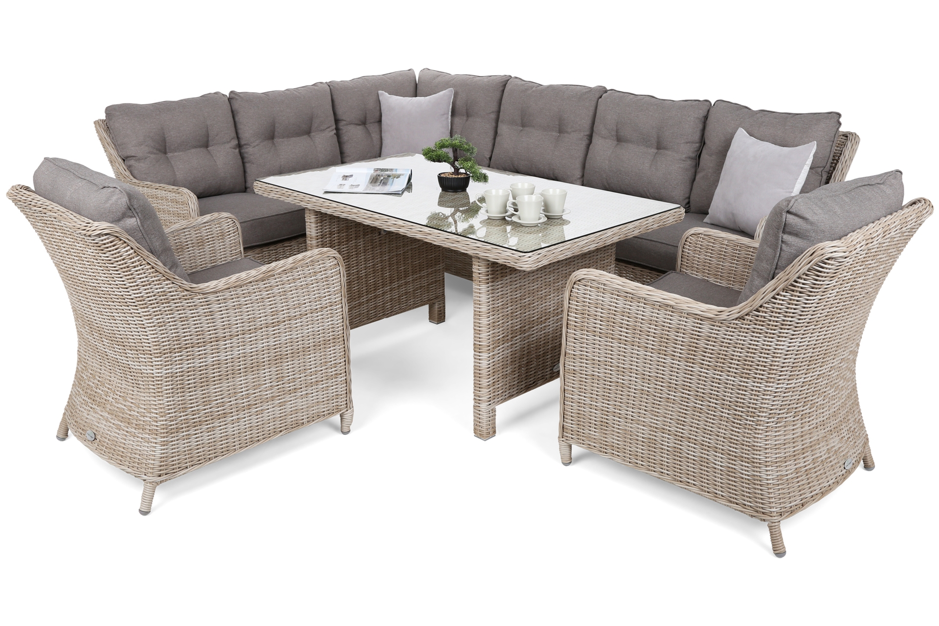 Narożny zestaw mebli ogrodowych lewy California Beige / Beige Melange