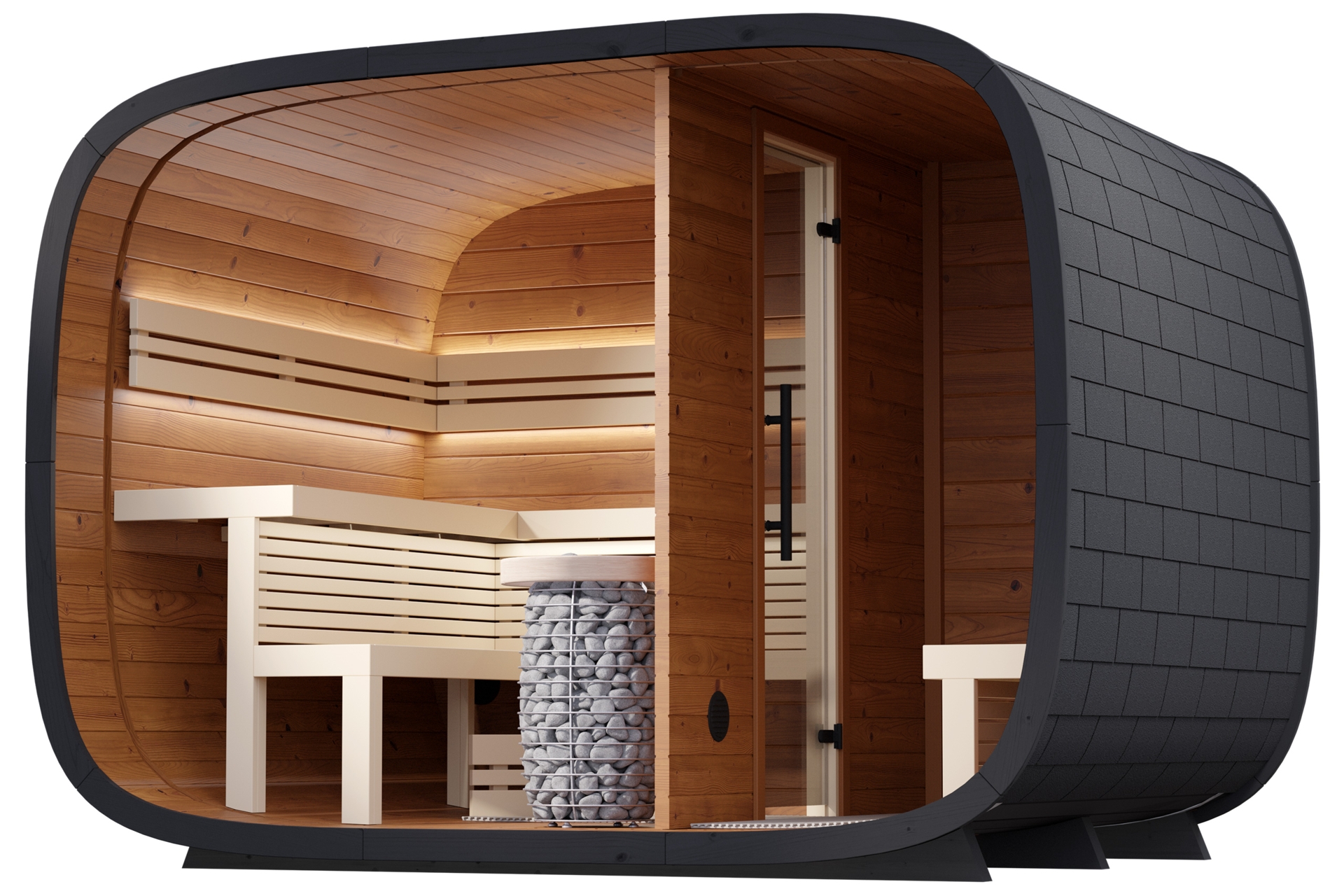 Sauna fińska zewnętrzna Leil® Saunas Round Cube Double 2.6 6-osobowa