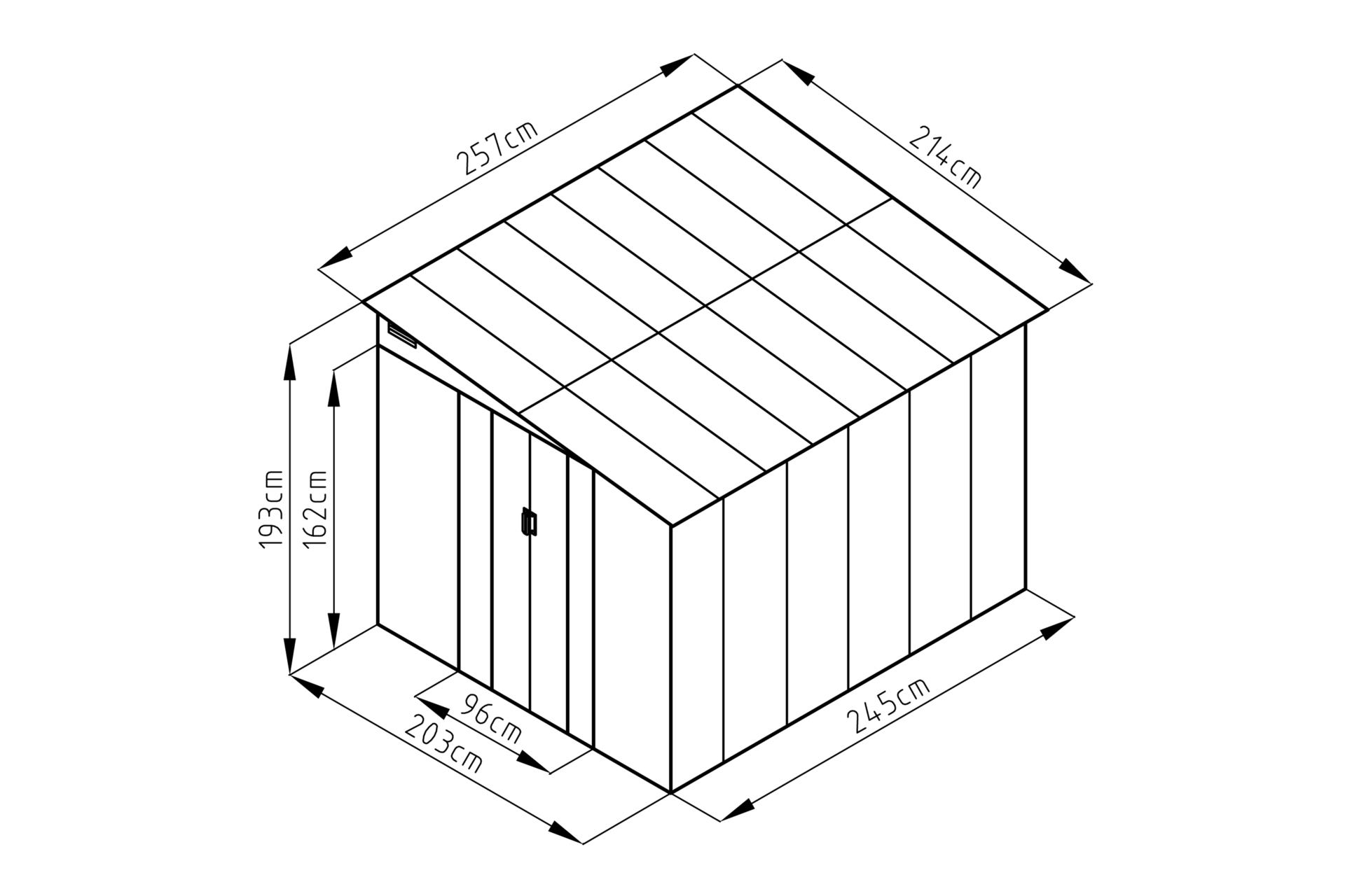Domek ogrodowy Helsinki szary 214 x 257 cm Domek narzędziowy Helsinki 214 x 257 cm Grey