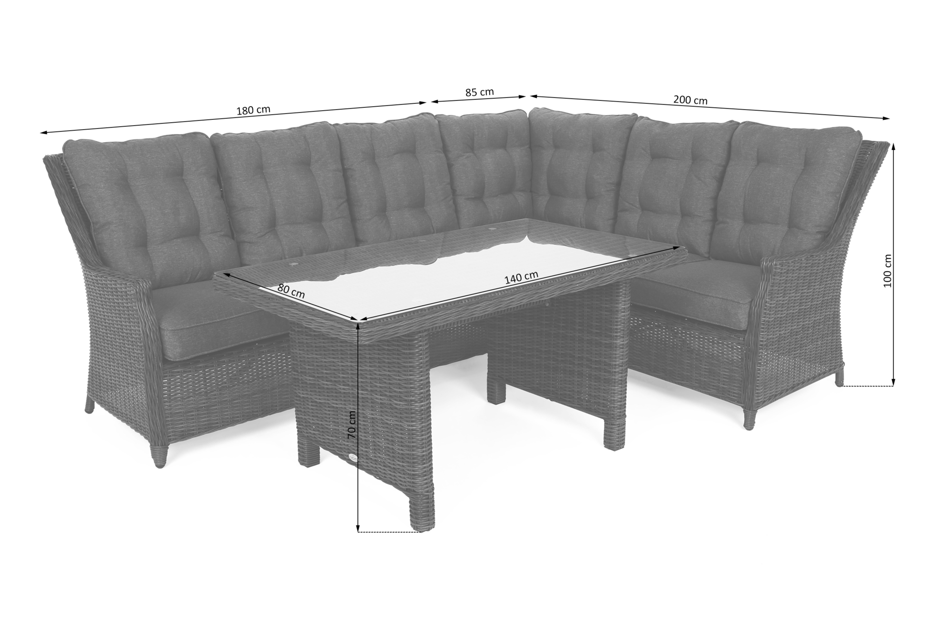 Narożnik technorattanowy prawy Alicante Beige / Beige Melange