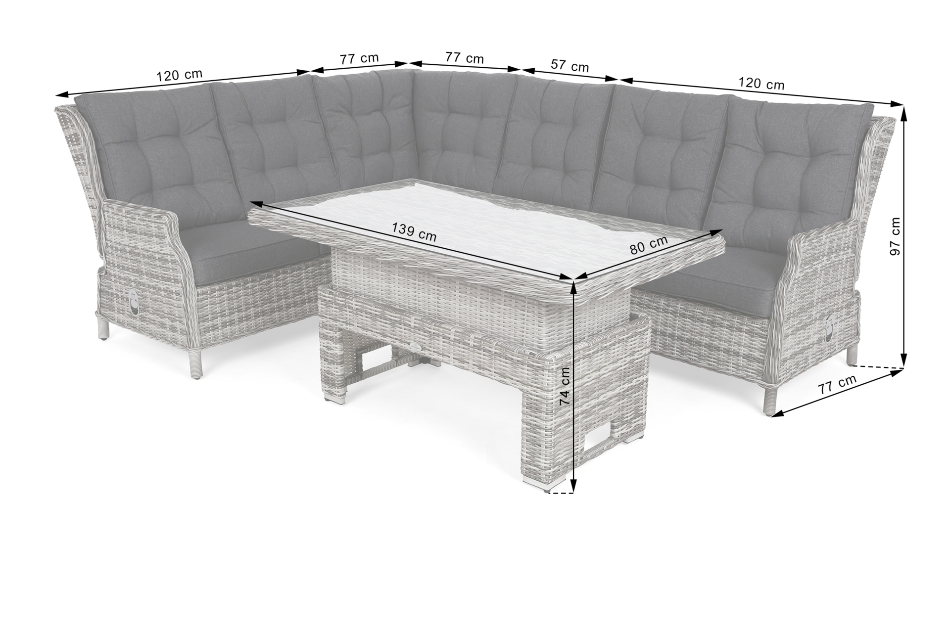 Narożnik ogrodowy technorattanowy Trivento Brown Mat / Brown Melange