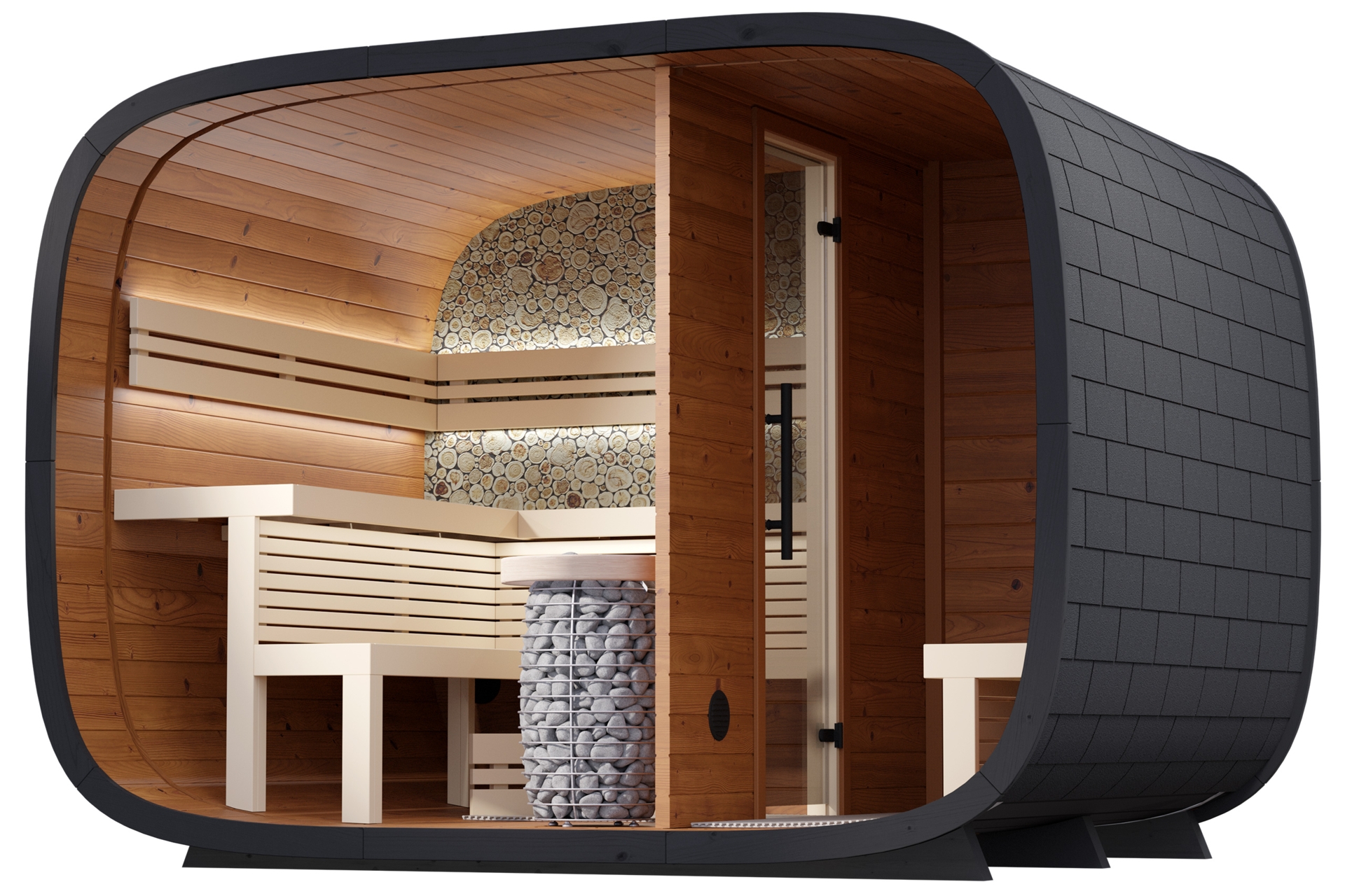 Sauna fińska zewnętrzna Leil® Saunas Round Cube Double 2.6 6-osobowa