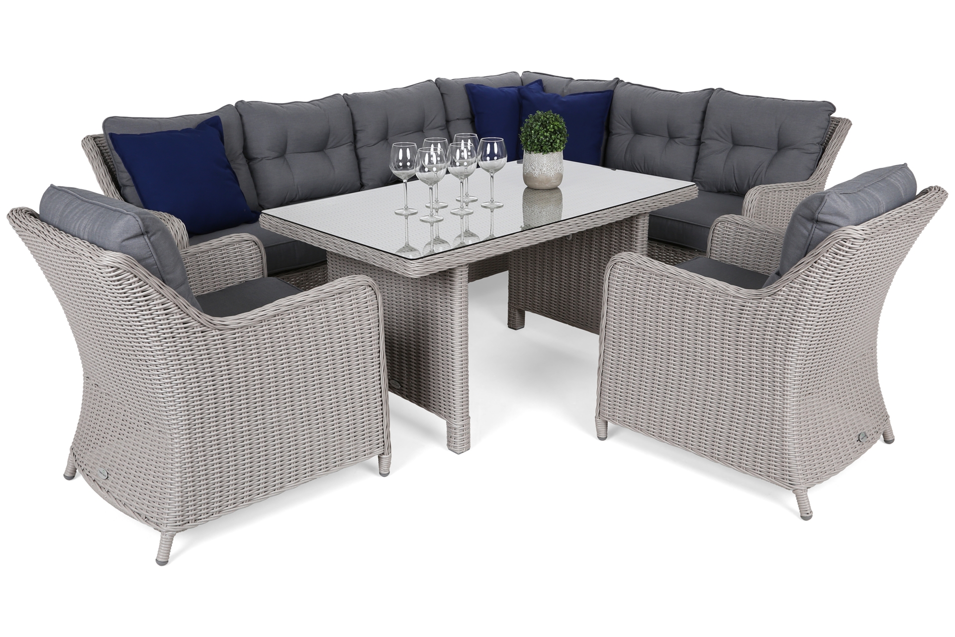 Narożny zestaw mebli ogrodowych prawy California White / Grey