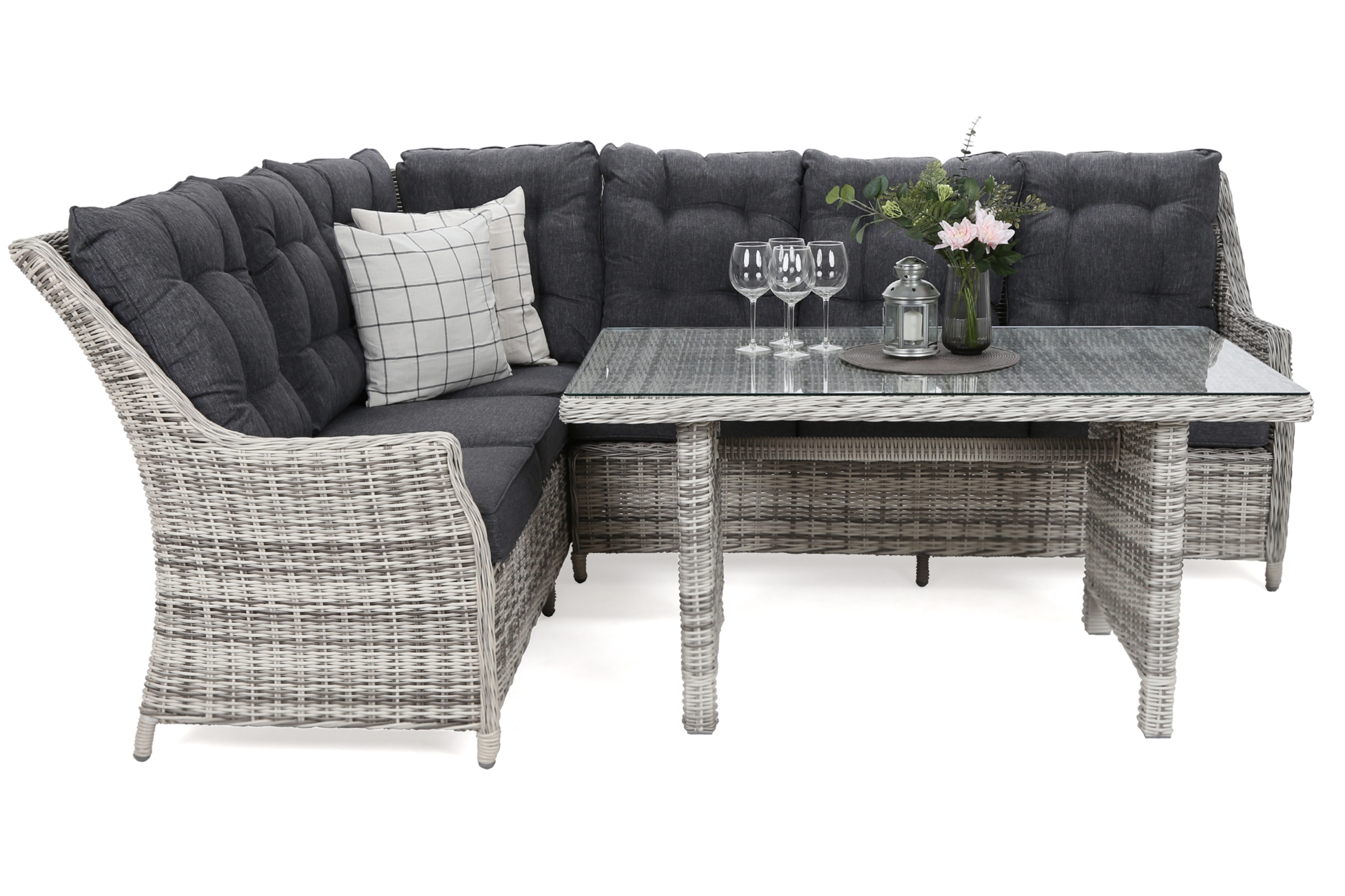 Narożnik technorattanowy lewy Alicante Light Grey / Grey Melange