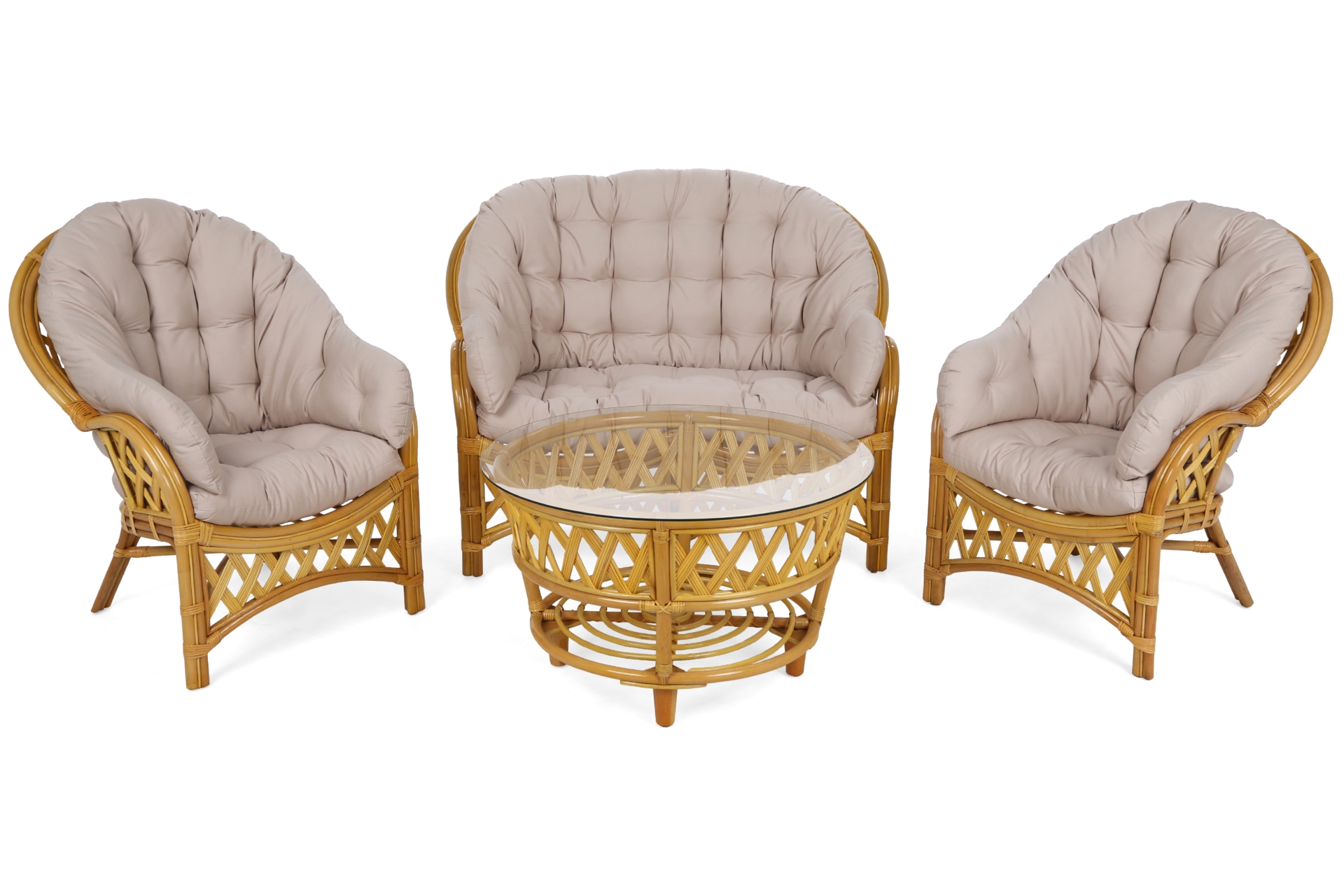 Meble ogrodowe rattanowe Diego Honey / Cream 3+1