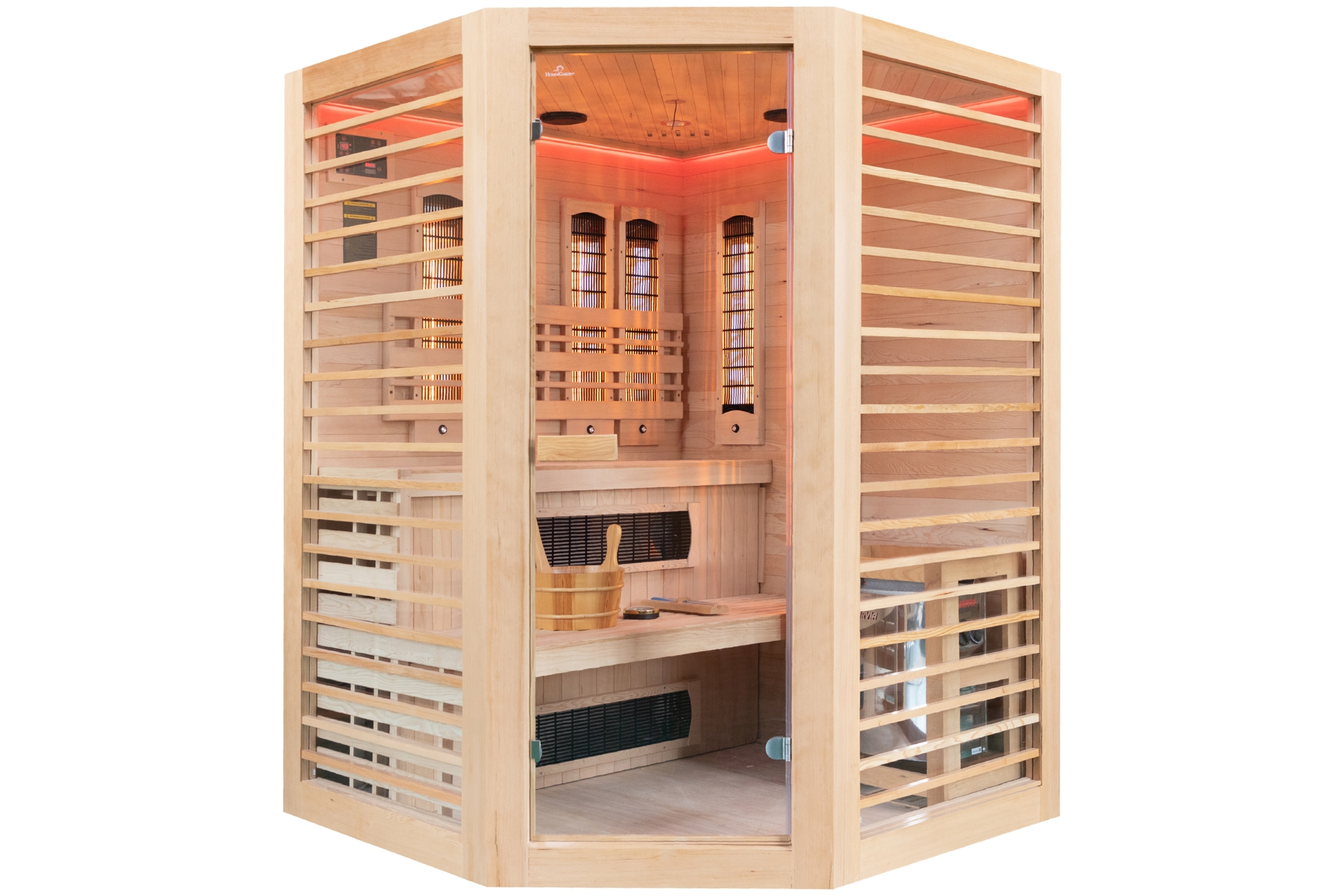 Sauna hybrydowa narożna Nordum Combi 3-osobowa naturalna