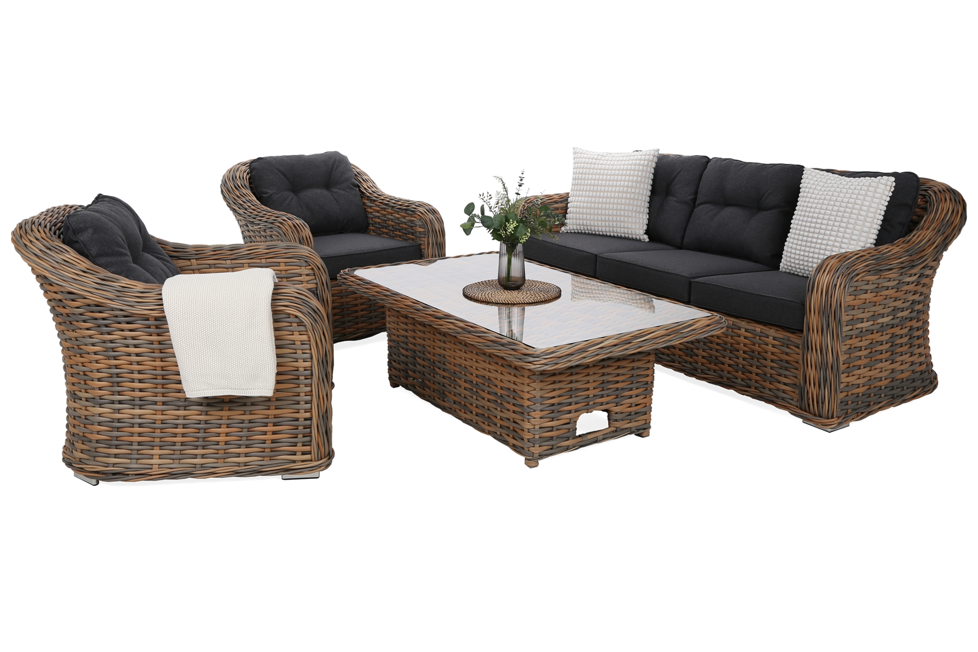 Meble ogrodowe technorattanowe Foggia Flex Ginger Melange / Dark Grey