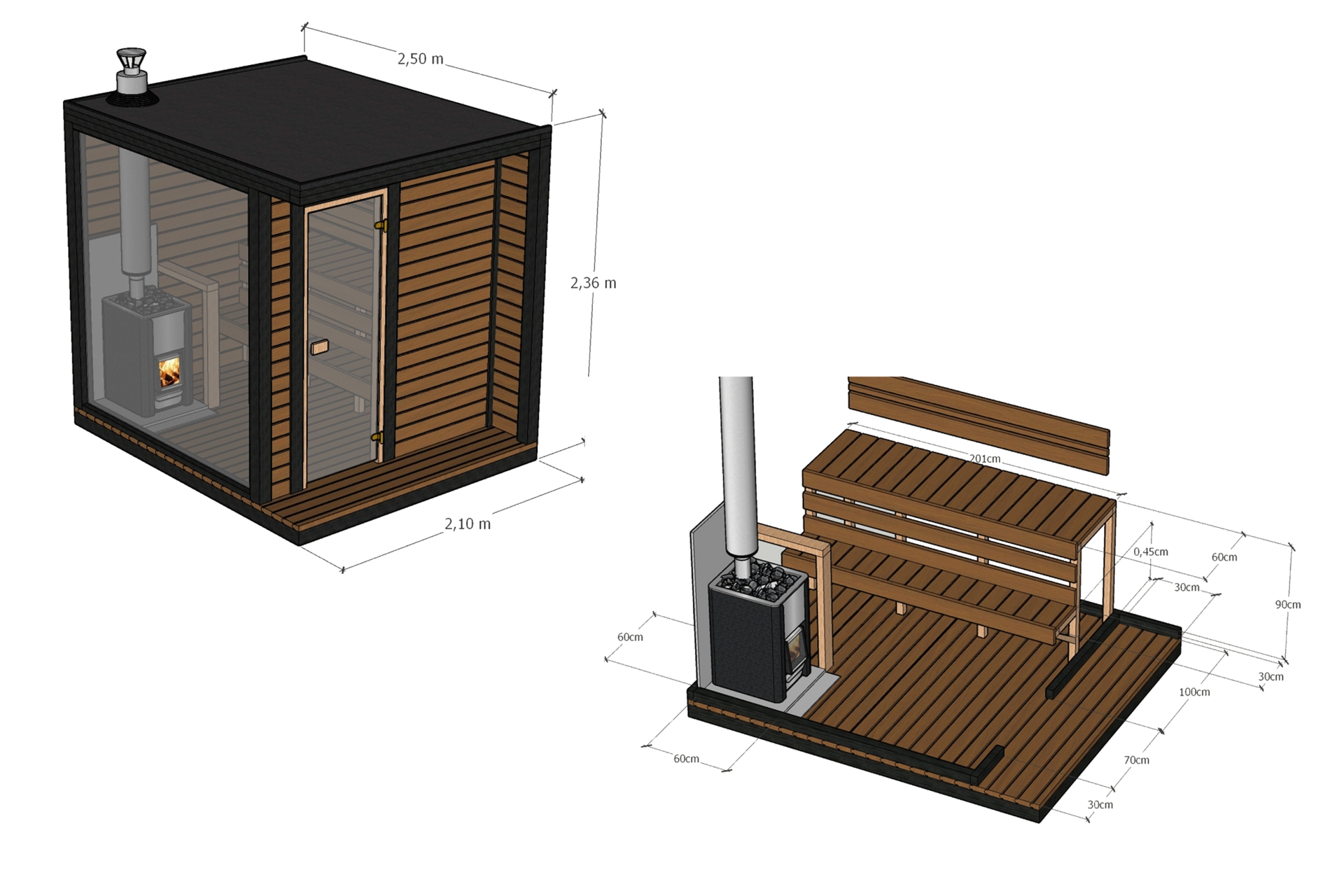 Sauna fińska zewnętrzna TerModula 250 x 210 cm