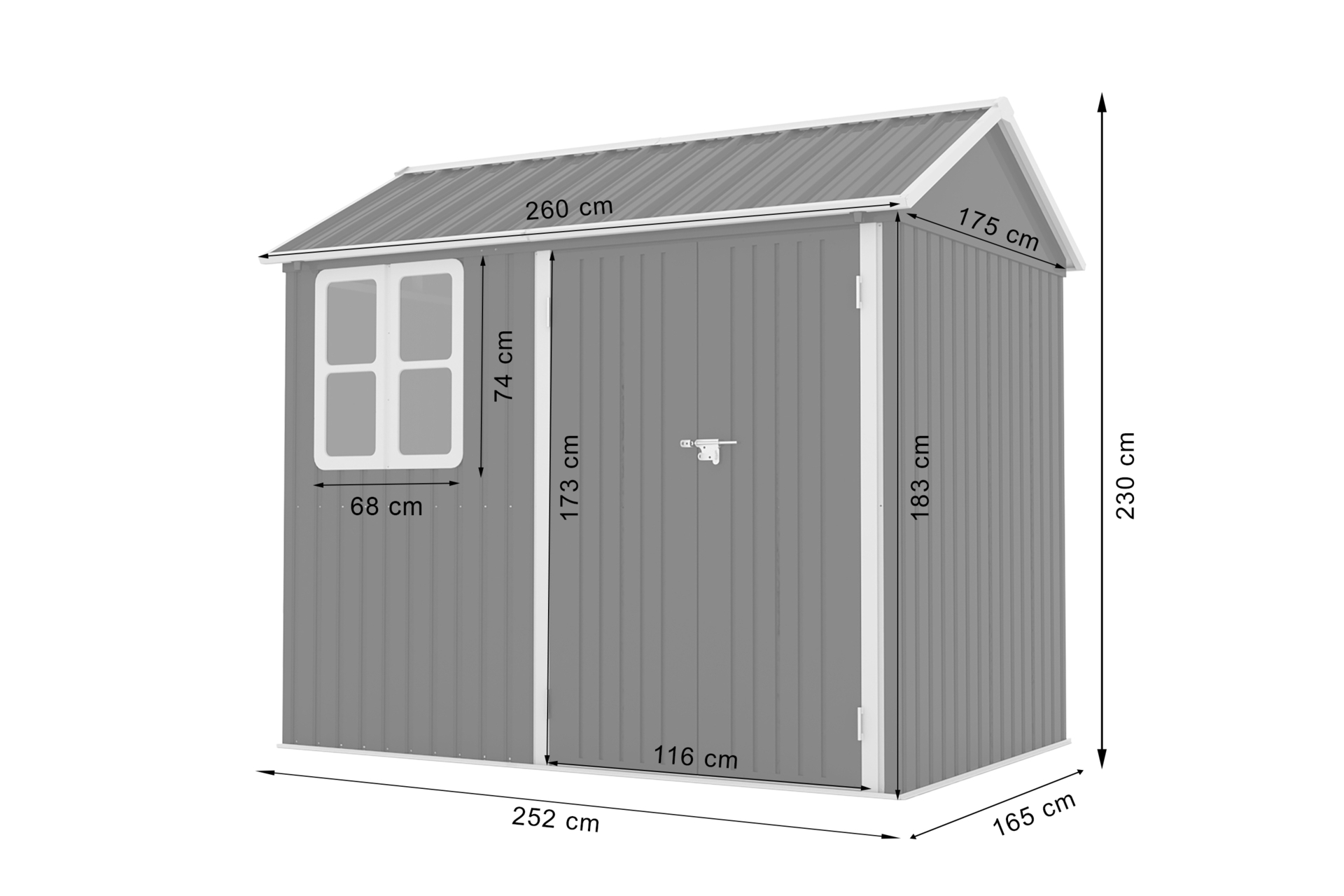 Domek narzędziowy z oknem Randers 253 x 175 cm Domek narzędziowy Randers 253 x 175 cm Grey