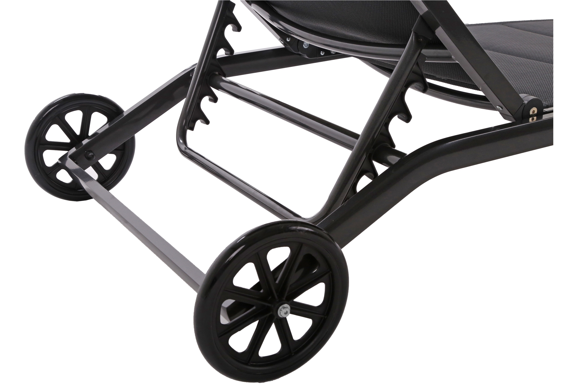 Leżak ogrodowy aluminiowy na kółkach Ibiza - czarny Leżak ogrodowy aluminiowy Ibiza Black / Black