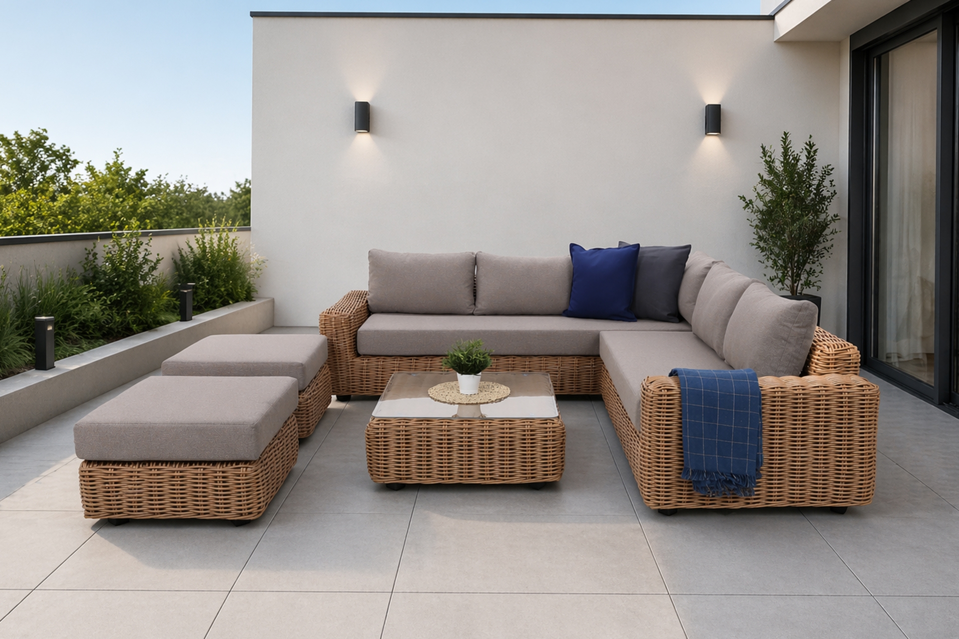 Narożne meble ogrodowe technorattanowe Umbria Beige / Taupe Melange