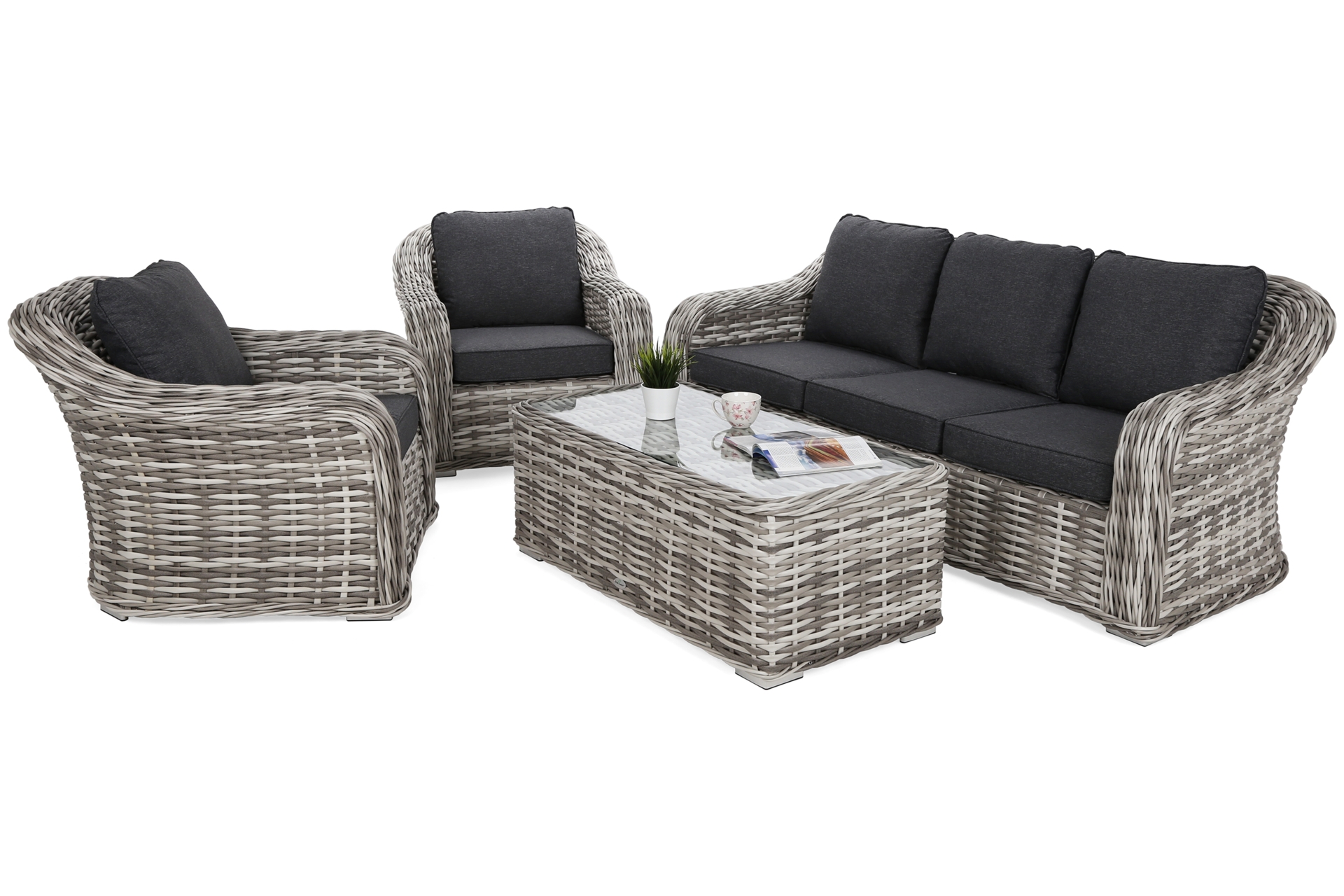 Meble ogrodowe technorattanowe Foggia Light Grey / Grey Melange