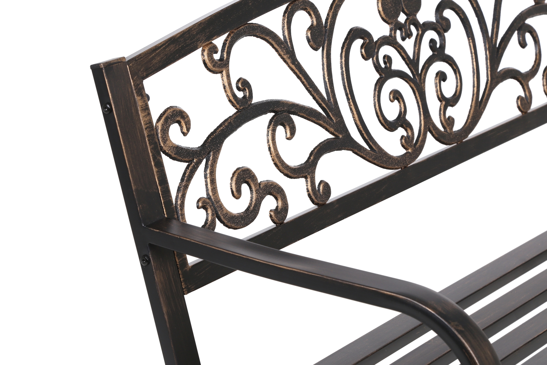 Ławka ogrodowa metalowa Flowers Gold