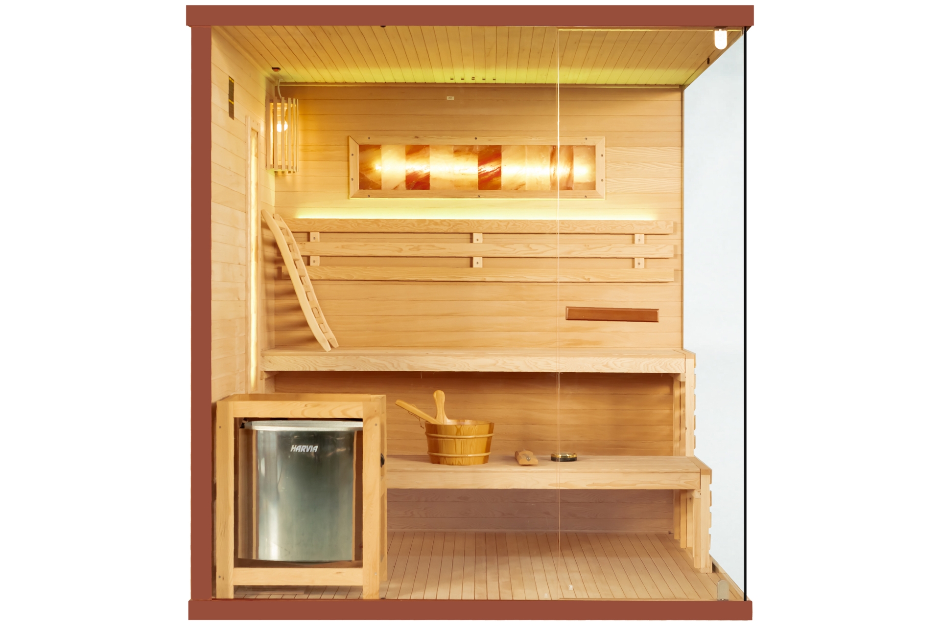 Sauna fińska narożna Nordum Pure 4-osobowa brązowa