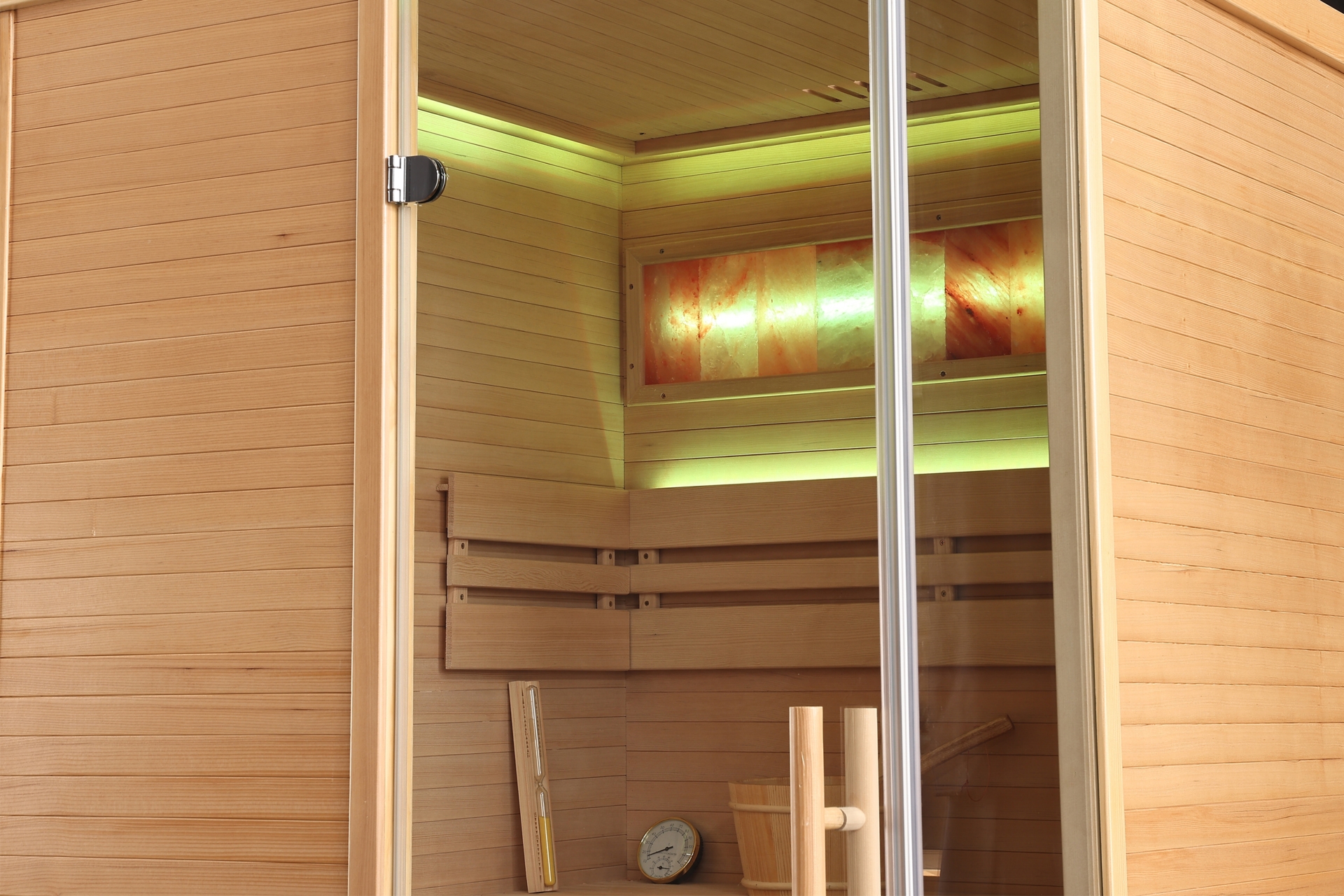 Sauna fińska narożna Nordum Pure One 2-osobowa naturalna