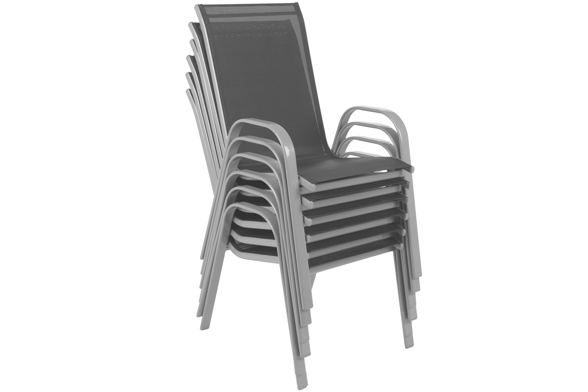 Zestaw 6 metalowych krzeseł ogrodowych Sevilla Silver / Grey