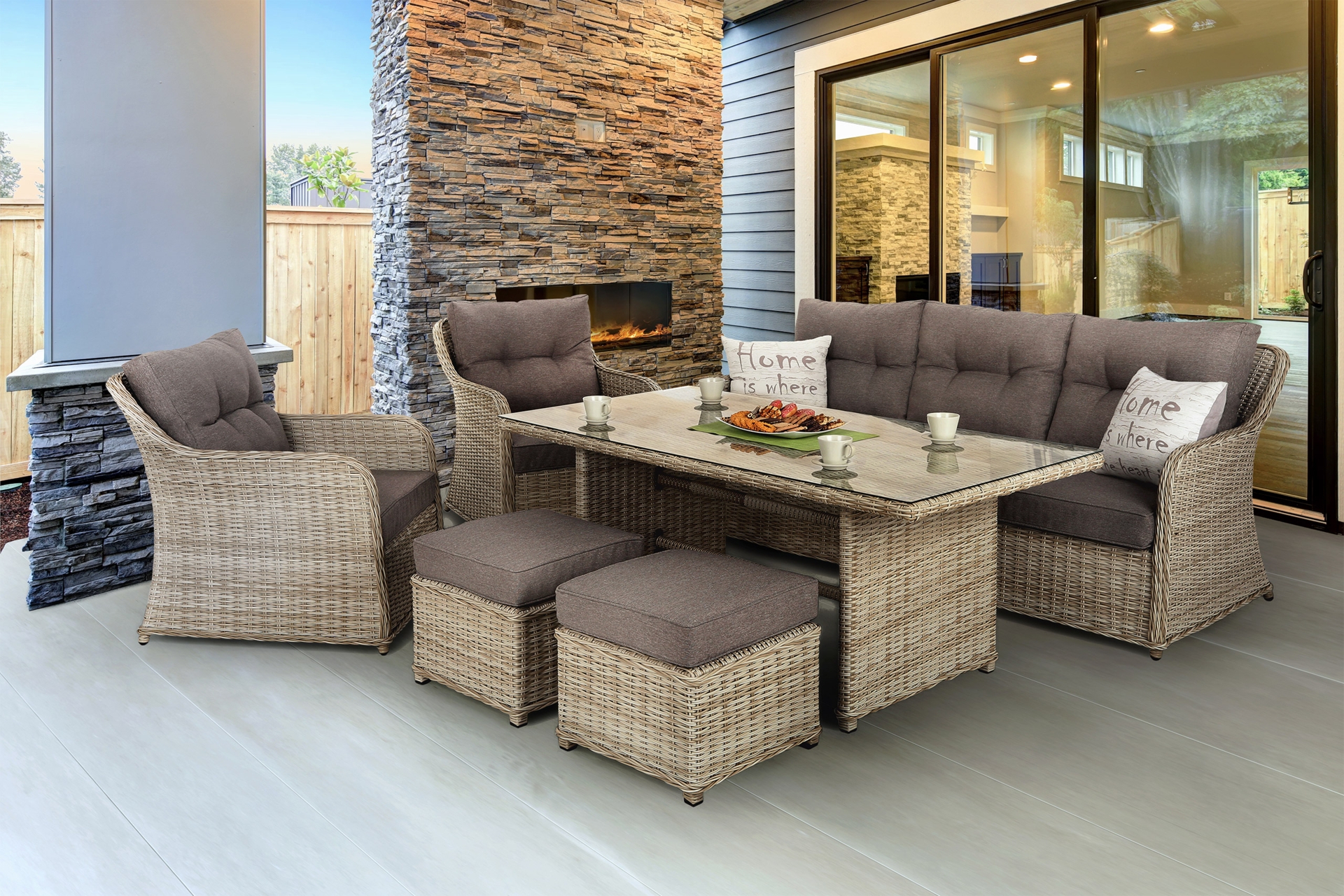 Meble ogrodowe technorattanowe Bergamo Beige / Beige Melange