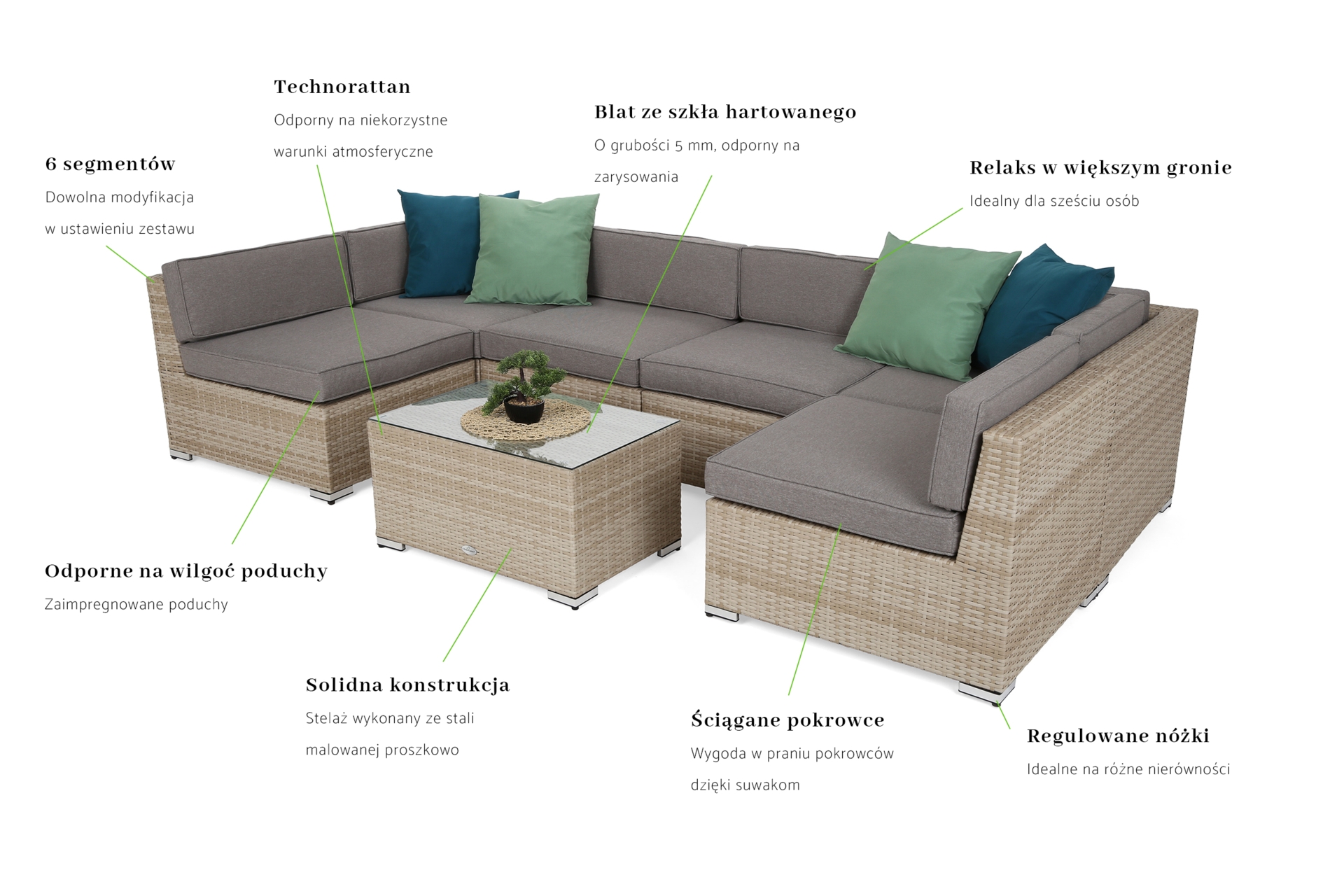 Narożnik modułowy z technorattanu Kansas Maxi Grey / Grey Melange Narożnik modułowy z technorattanu Kansas Maxi Beige / Beige Melange