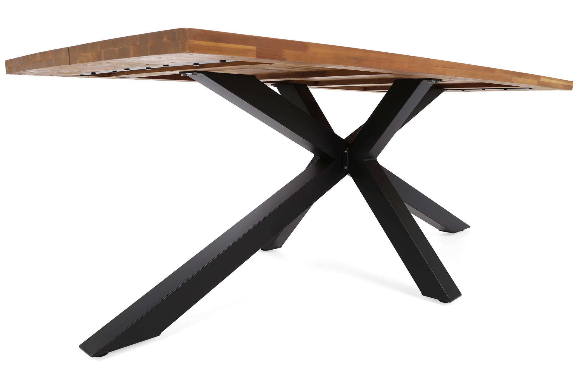 Meble ogrodowe drewniane Oregon 200 cm Black / Teak + Akacja Cross 8+1 - dla 8 osób - składane krzesła Meble ogrodowe drewniane Oregon 200 cm Black / Teak + Akacja Cross 8+1