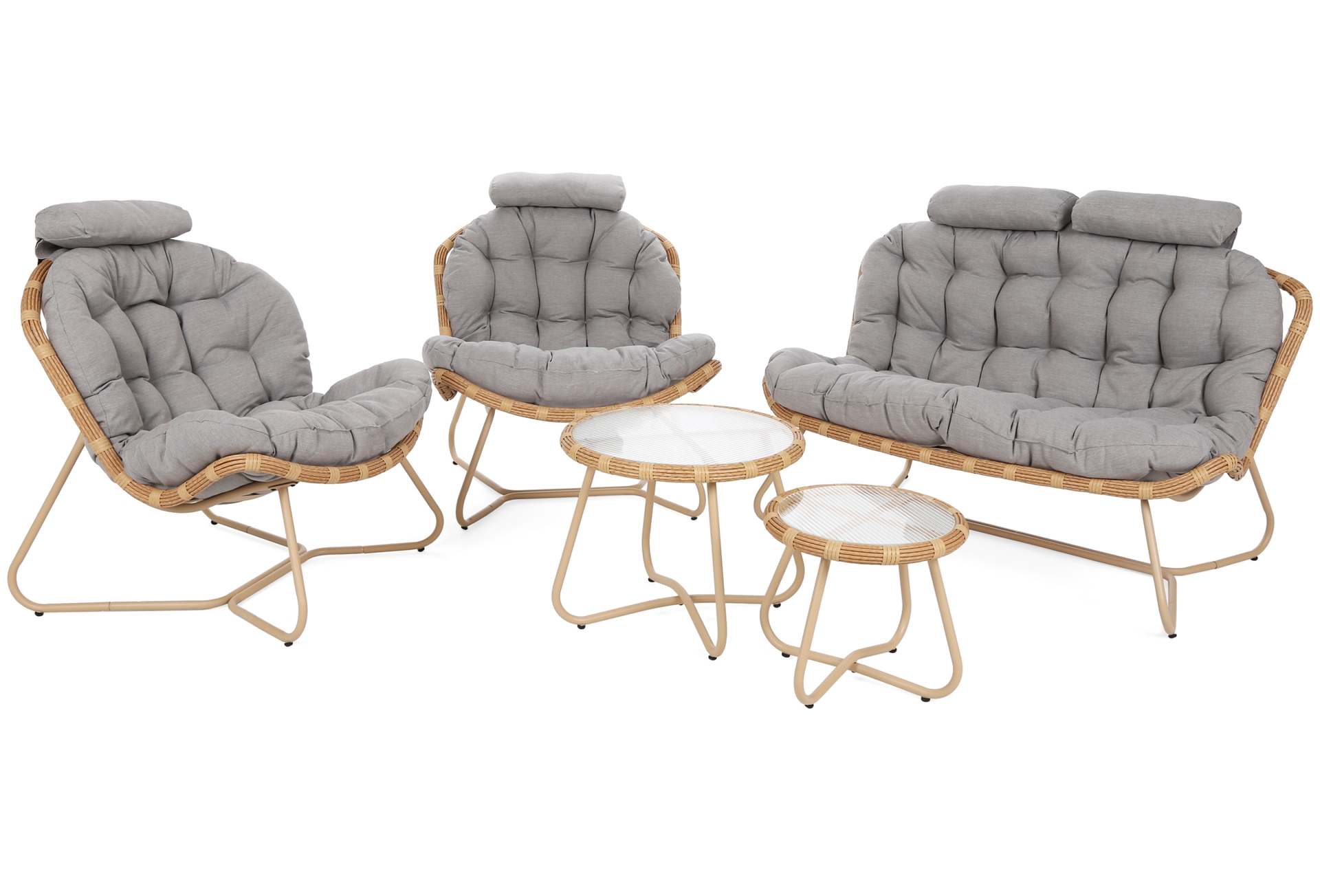 Meble ogrodowe technorattanowe Palermo Round Beige / Light Grey