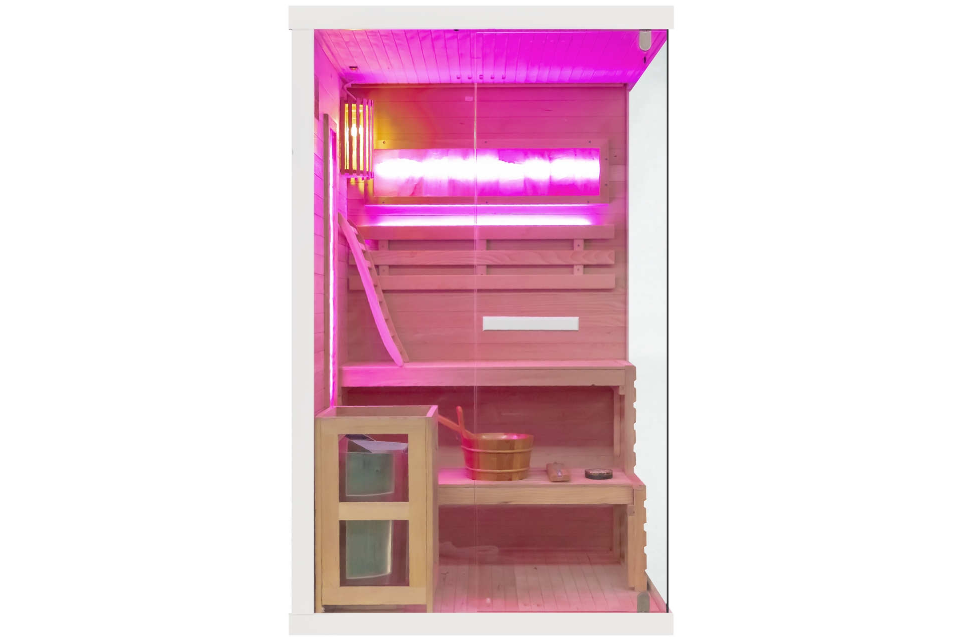 Sauna fińska narożna Nordum Pure 2-osobowa biała