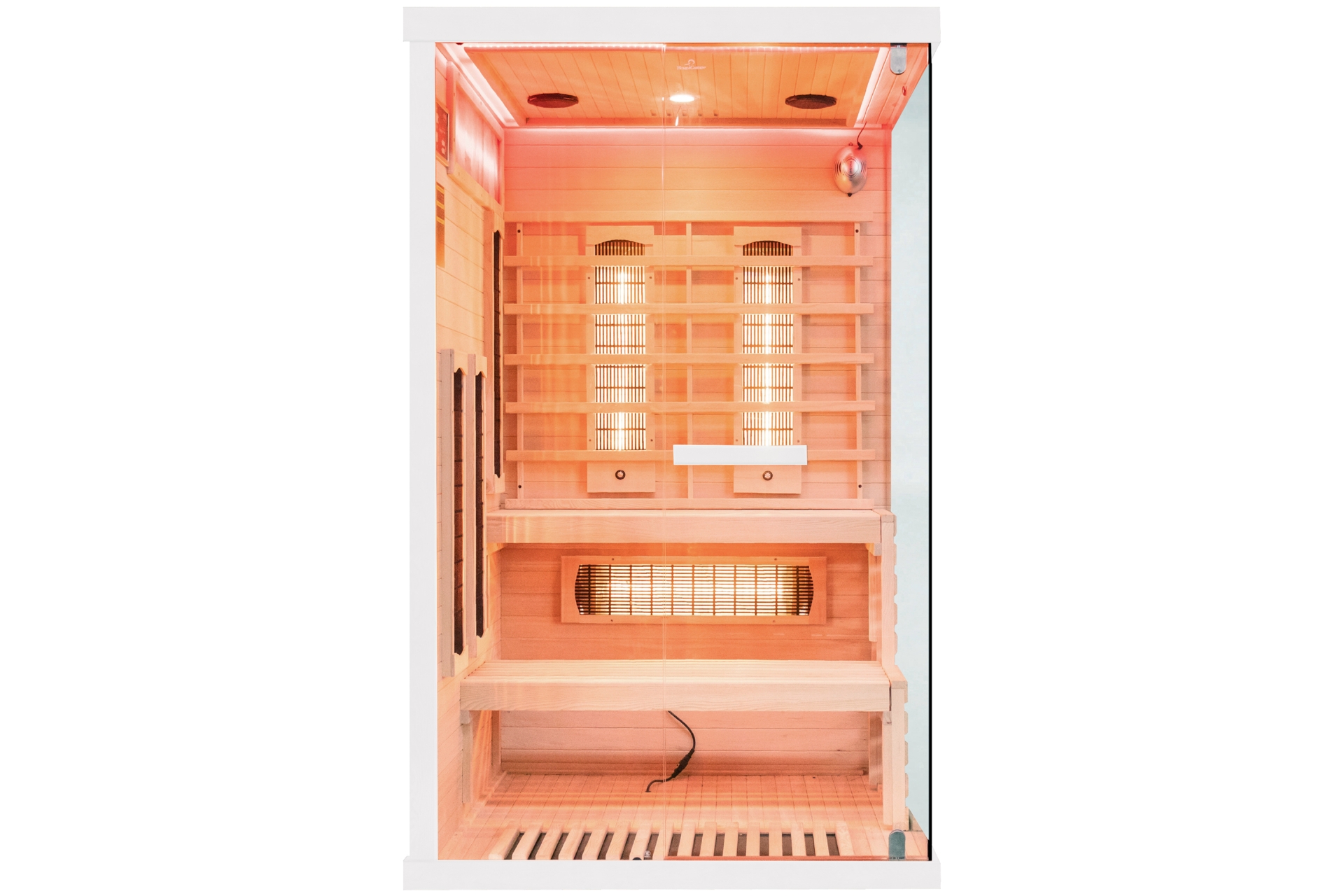 Sauna infrared narożna Nordum Pure 2-osobowa biała - z piecem - drewniana Sauna infrared narożna Nordum Pure 2-osobowa biała