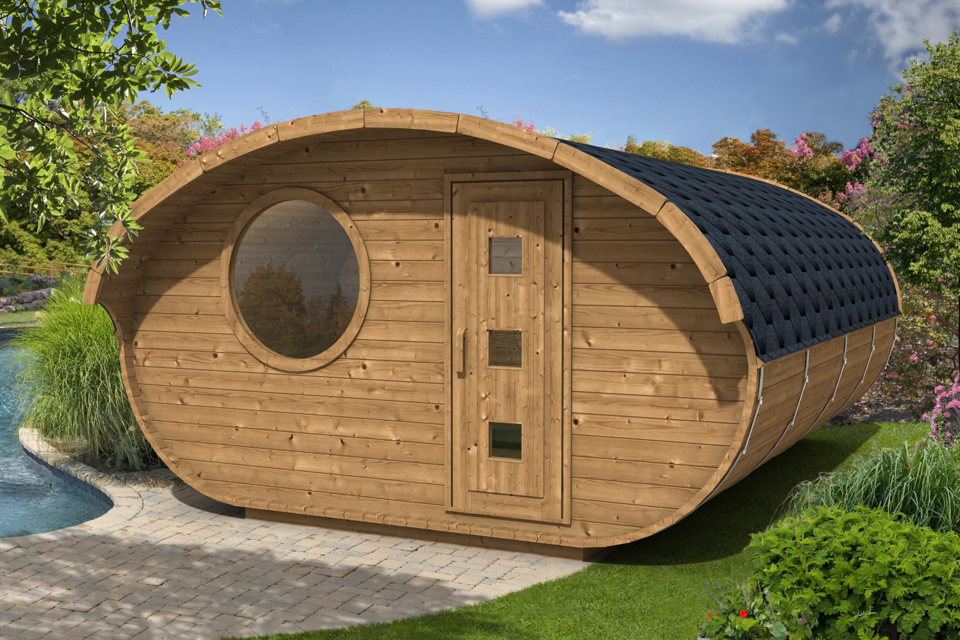 Sauna fińska zewnętrzna Hobbit Large CLT 500 x 400 cm