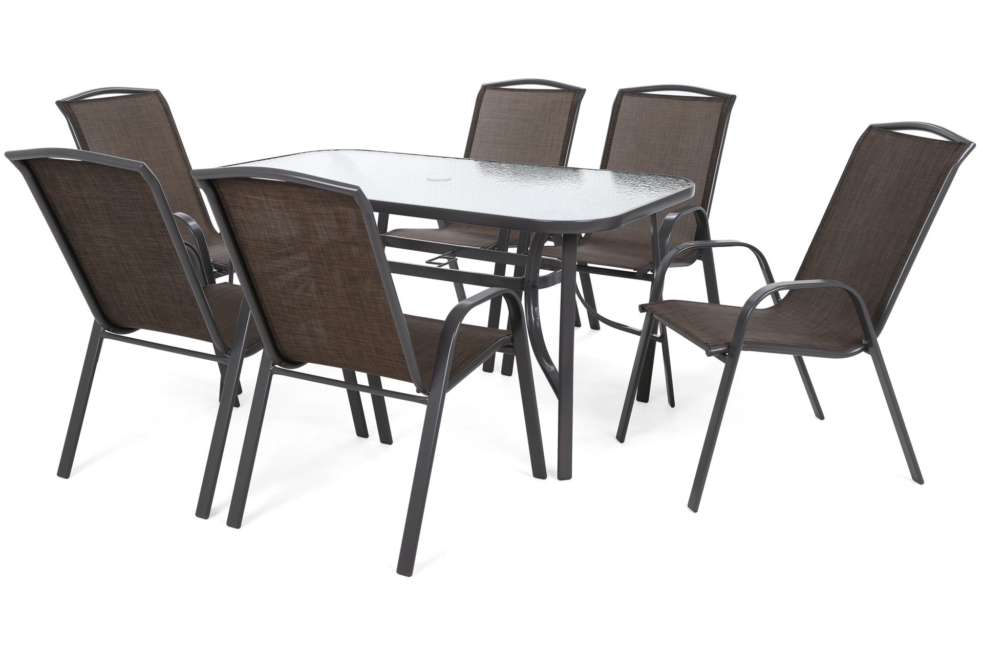 Meble ogrodowe metalowe Sevilla 145 cm Atlanta Grey / Brown 6+1