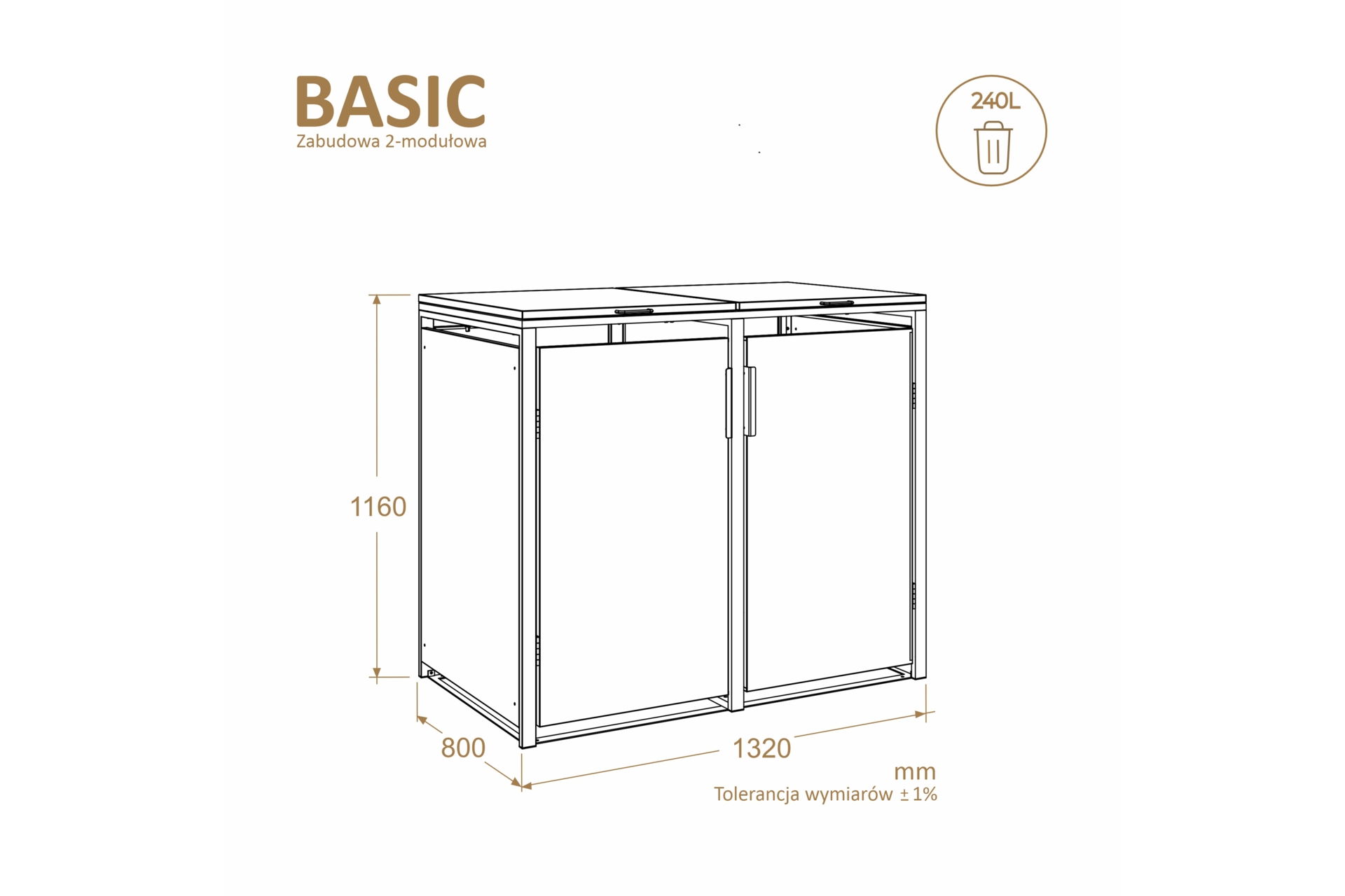 Zabudowa kosza śmietnikowego TOP BOX Basic 2 x 240 l