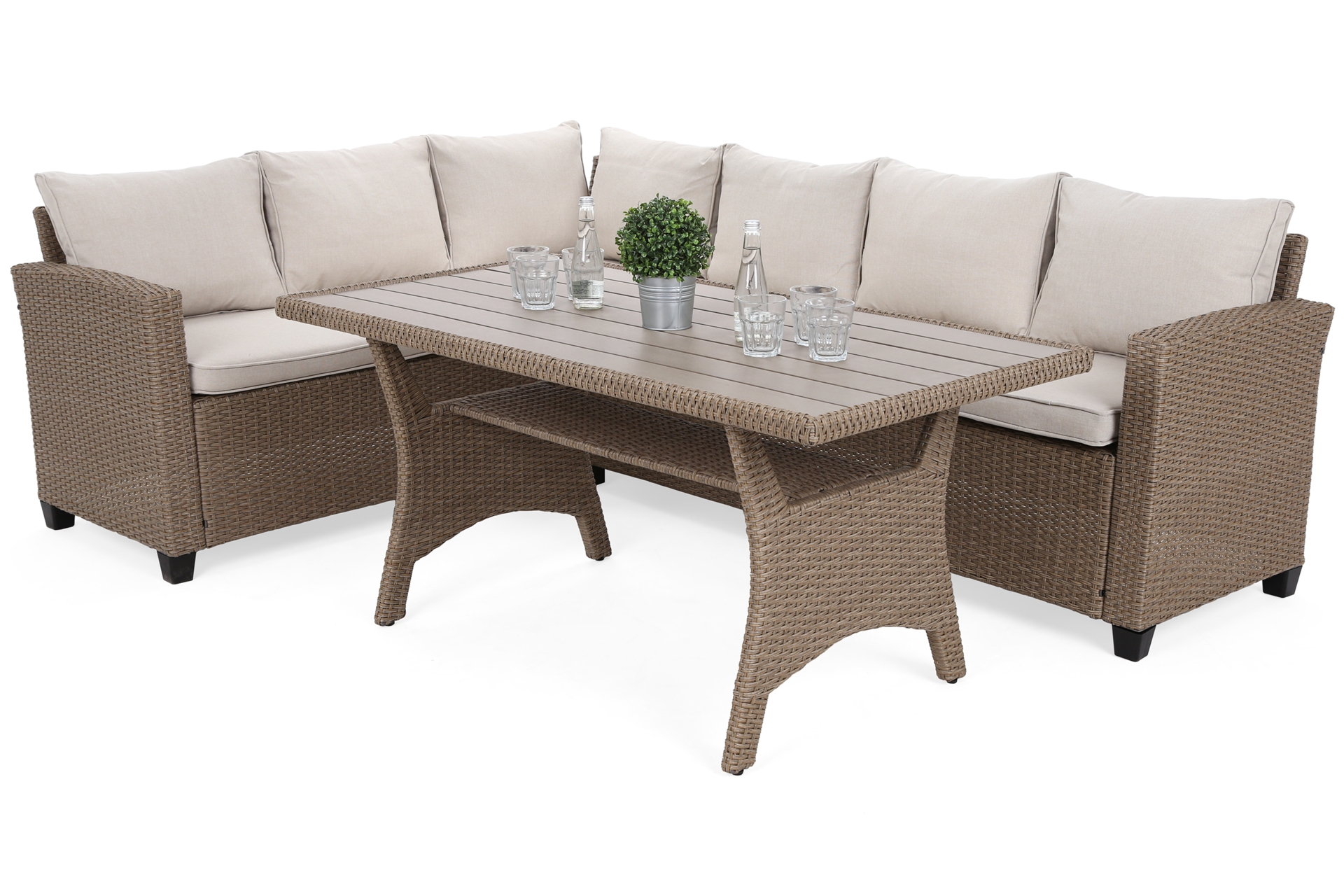 Narożnik ogrodowy technorattanowy Lagos Khaki Grey / Beige Melange