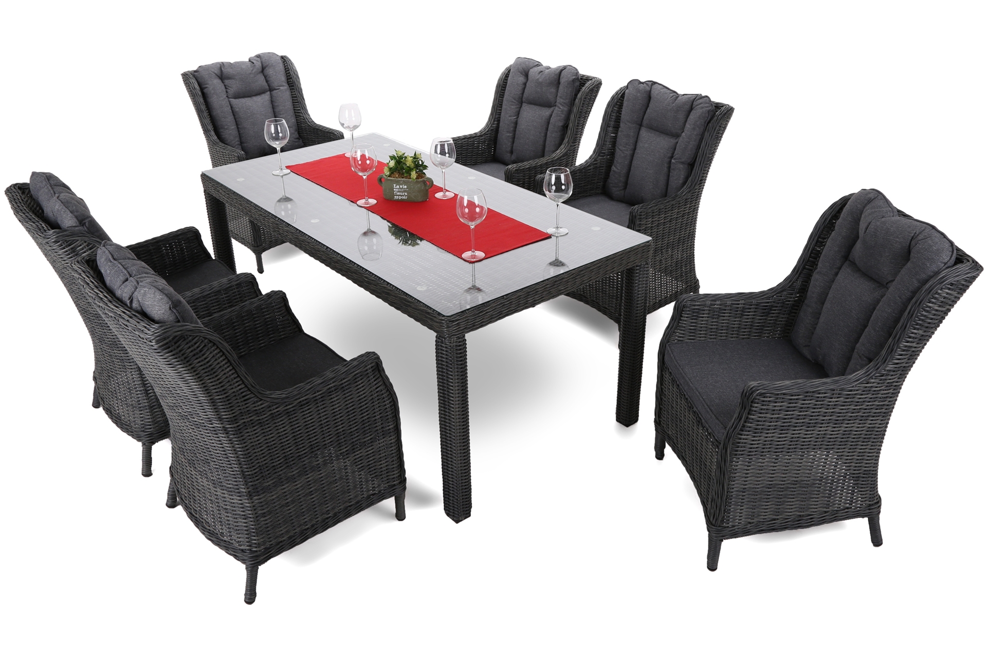 Meble ogrodowe technorattanowe Bristol 180 cm Grey / Grey Melange 6+1