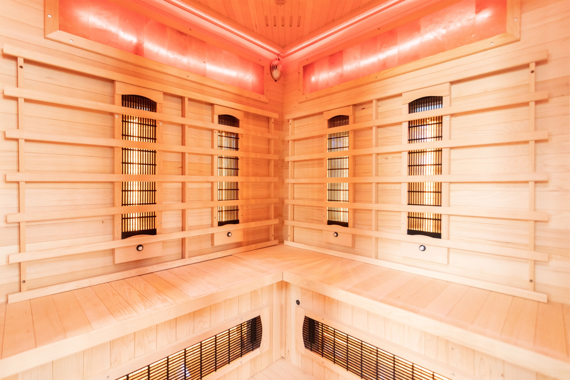 Sauna infrared narożna Nordum Classic 3-osobowa brązowa