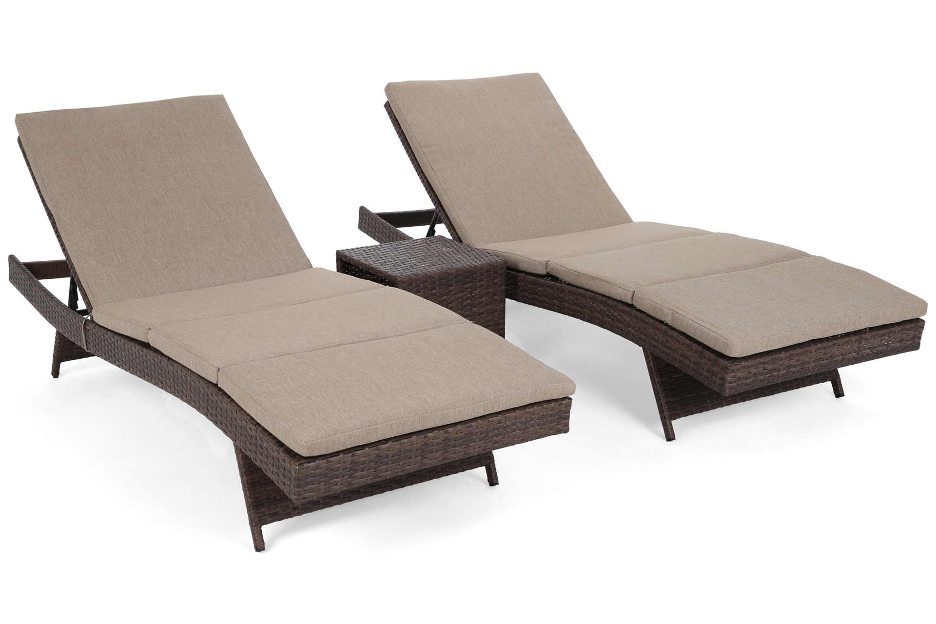 Zestaw leżanek ogrodowych Bora Bora Brown Mat / Brown Melange - brązowy - dla 2 osób Zestaw leżaków ogrodowych z technorattanu Bora Bora Brown Mat / Brown Melange ze stolikiem
