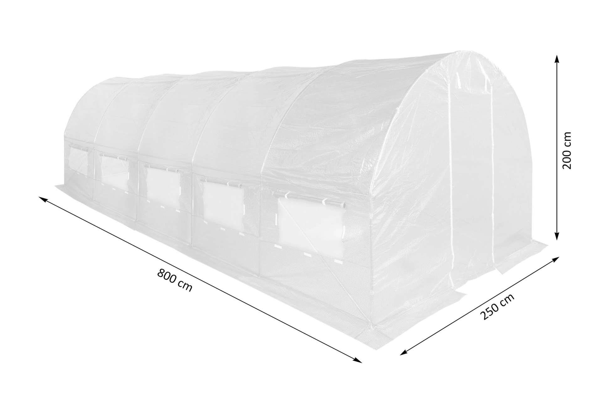 Tunel foliowy 2,5x8 m wzmocniony biały