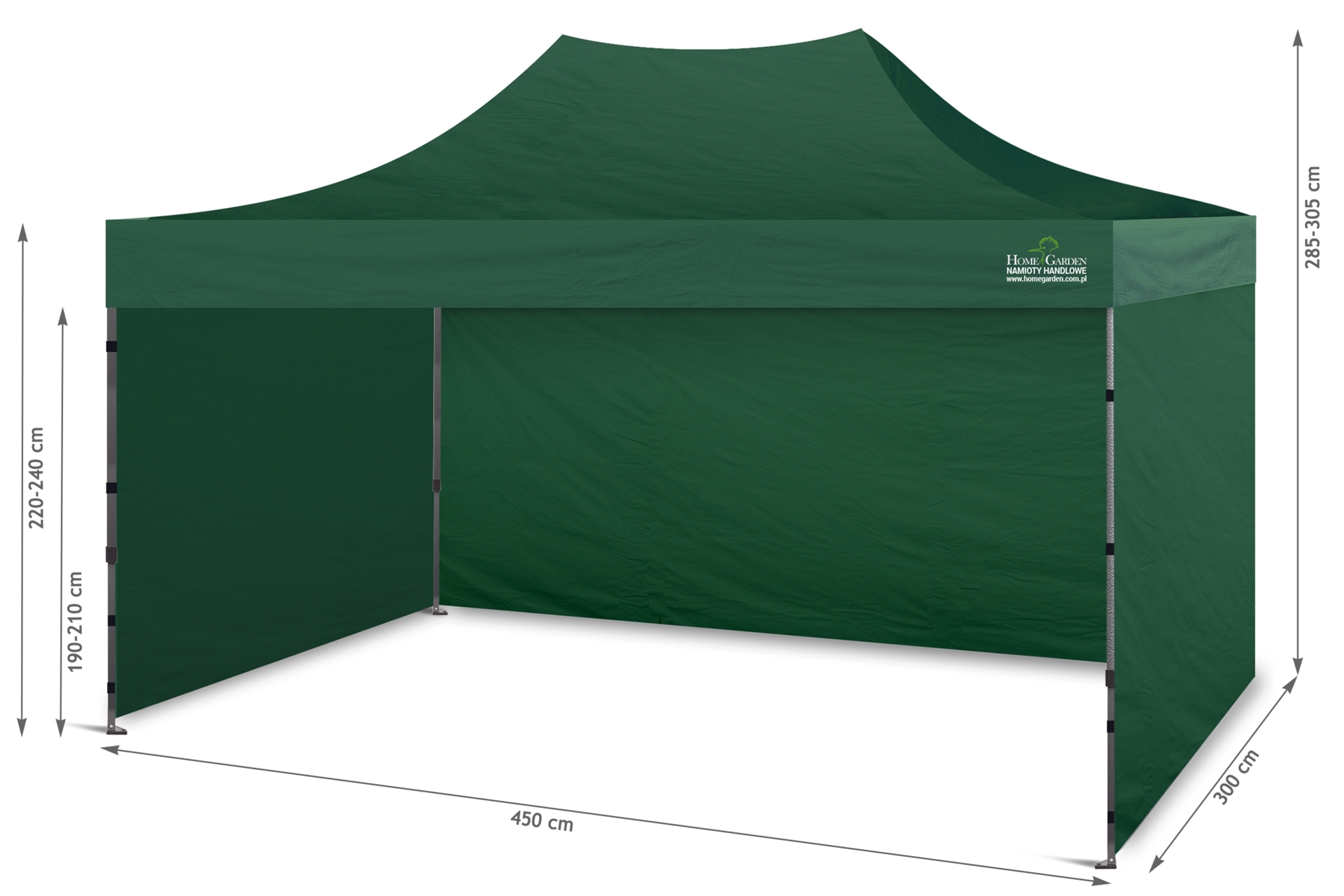 Namiot handlowy 450 x 300 cm zielony