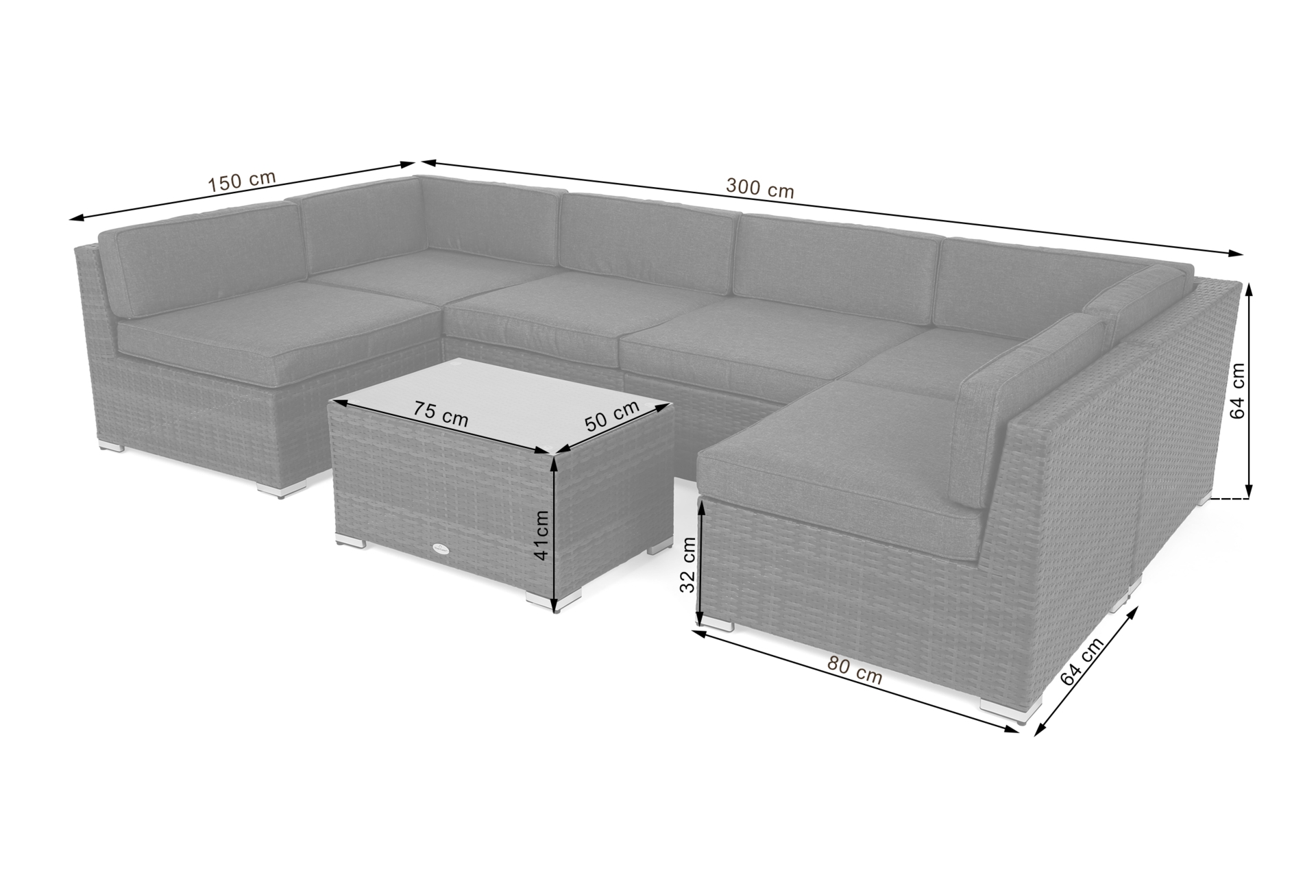 Narożnik modułowy z technorattanu Kansas Maxi Grey / Grey Melange - szary - dla 6 osób Narożnik modułowy z technorattanu Kansas Maxi Grey / Grey Melange
