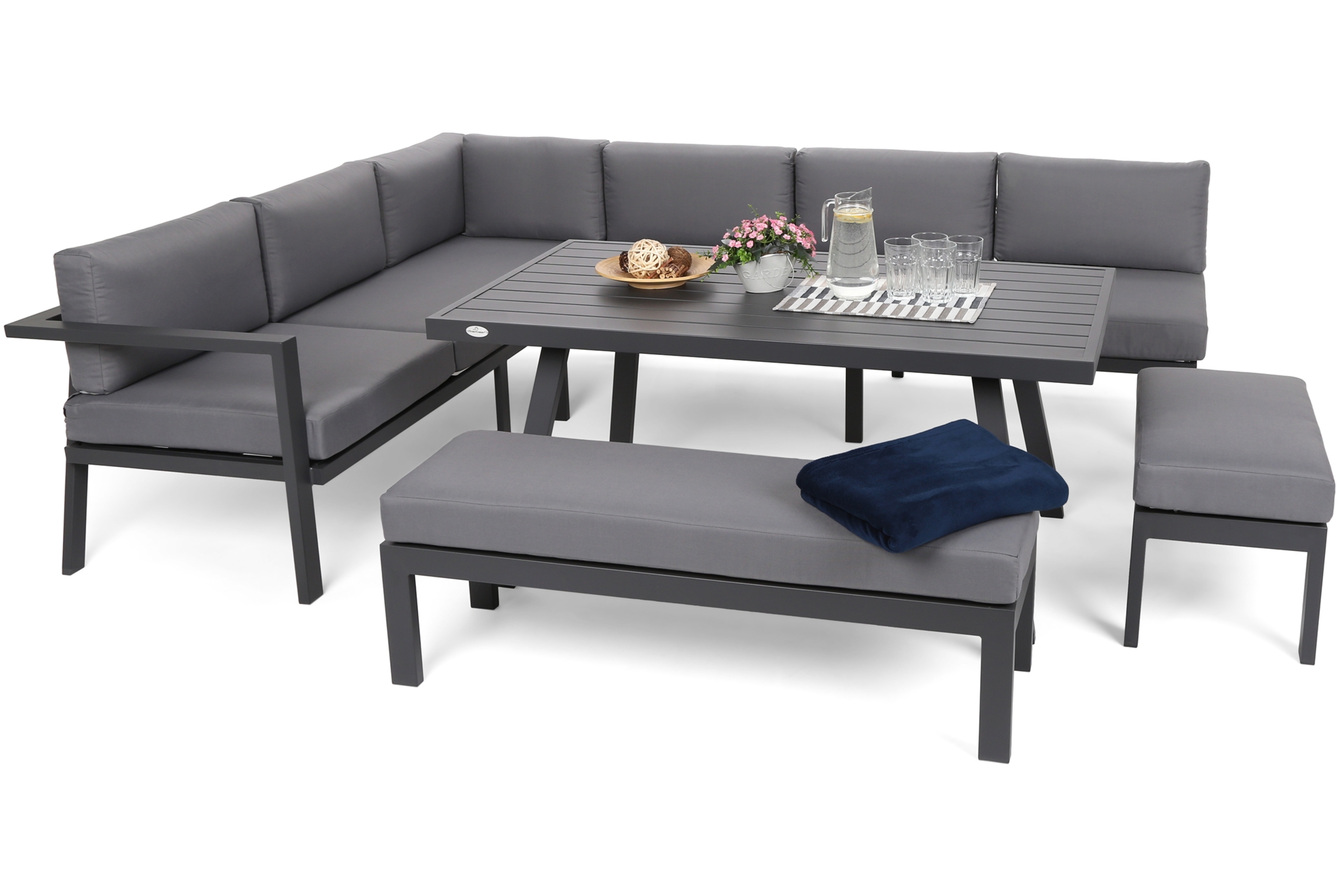 Narożne meble ogrodowe aluminiowe Galapagos Grey / Window Grey