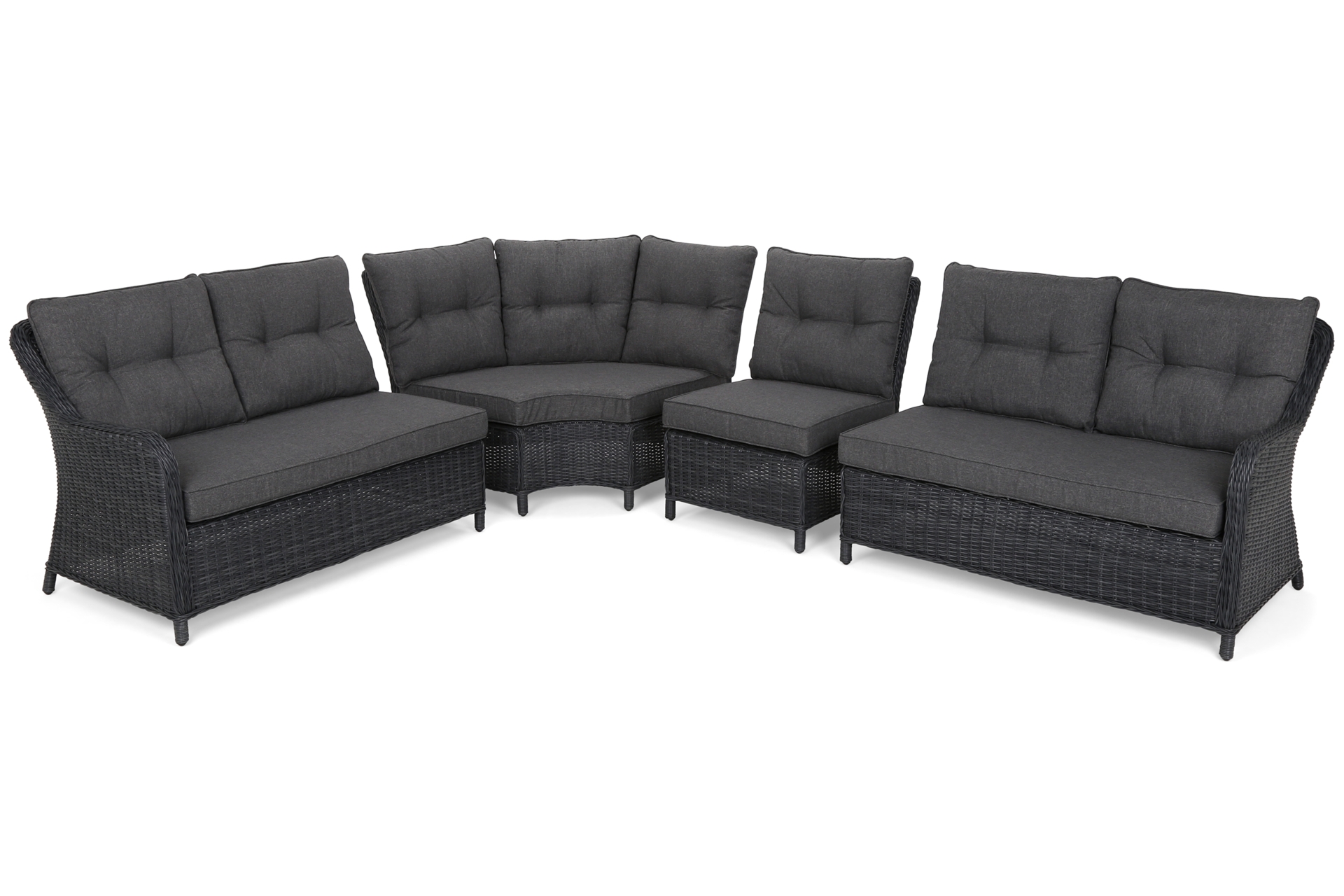 Narożne meble ogrodowe technorattanowe Windsor Grey / Grey Melange - szary - dla 11 osób Narożne meble ogrodowe technorattanowe Windsor Grey / Grey Melange