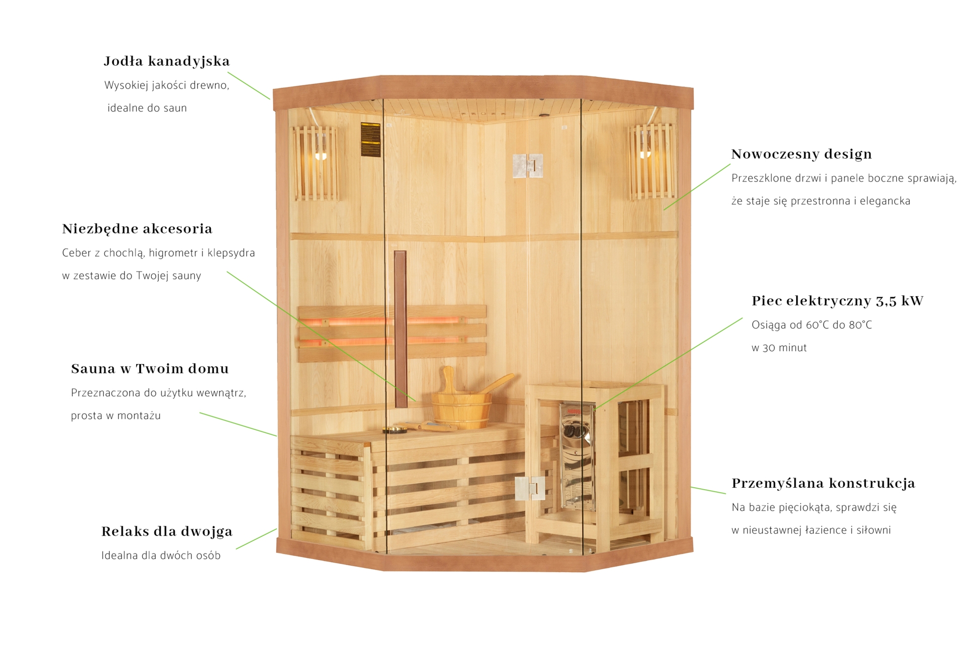 Sauna fińska narożna EA2C poekspozycyjna