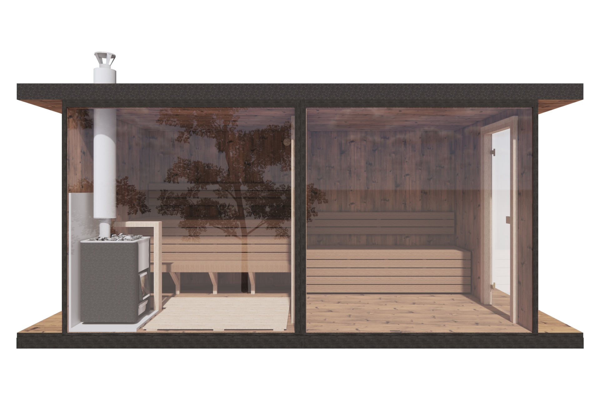 Sauna fińska zewnętrzna TerModula 500 x 210 cm z szatnią