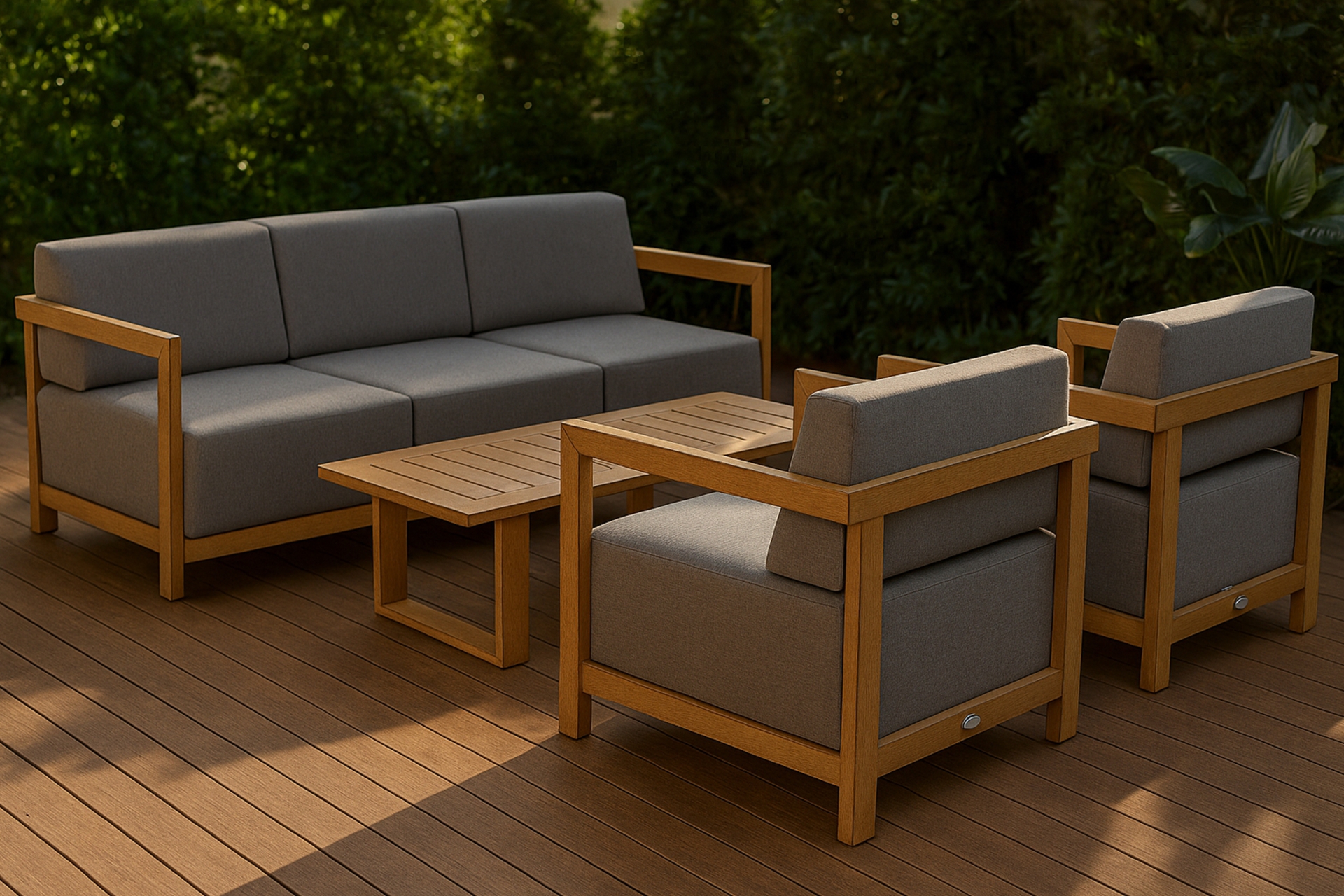 Meble ogrodowe aluminiowe Lyon Teak / Fog Grey