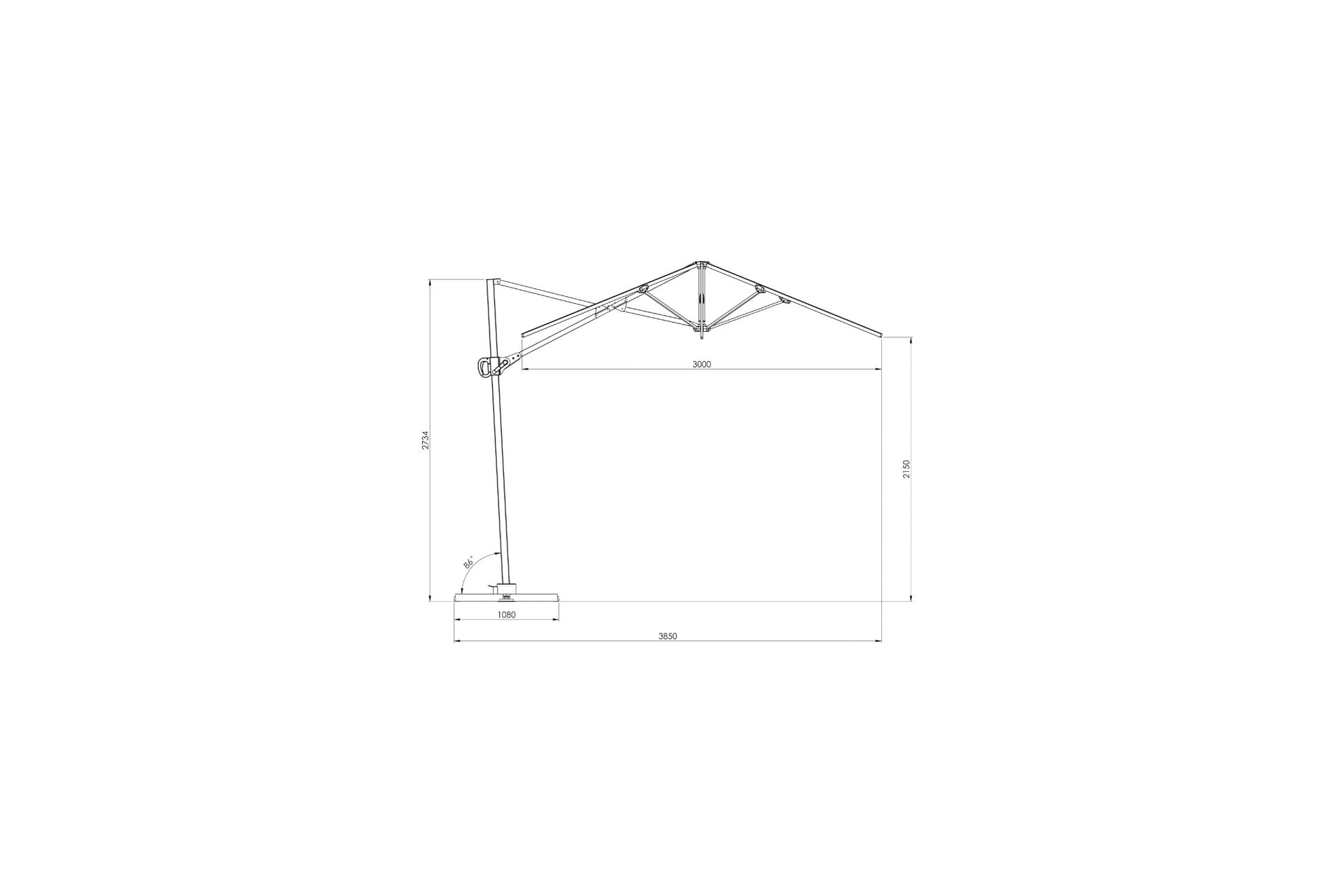 Parasol ogrodowy Litex Garden Rio 300 cm Silver / Grey