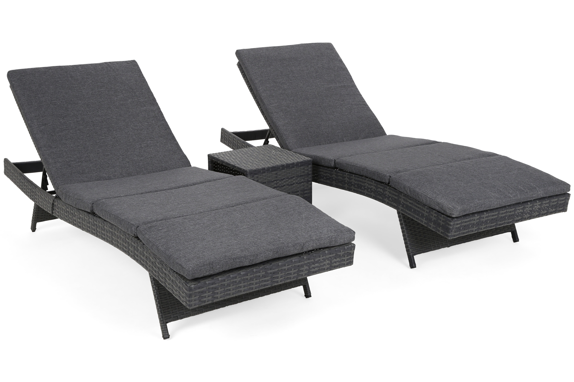 Zestaw leżaków ogrodowych z technorattanu Bora Bora Grey / Grey Melange ze stolikiem