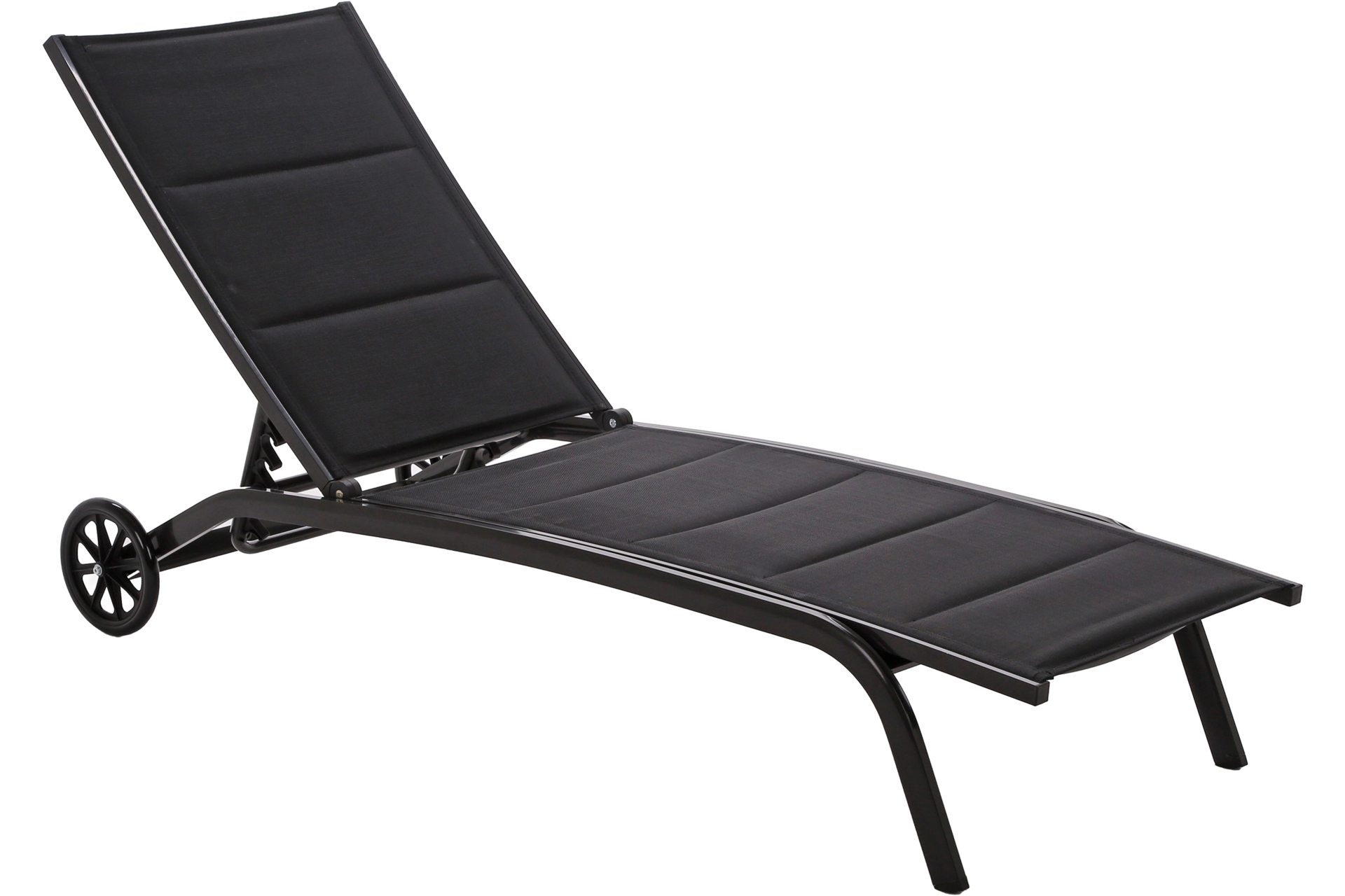 Leżak ogrodowy aluminiowy na kółkach Ibiza - czarny Leżak ogrodowy aluminiowy Ibiza Black / Black