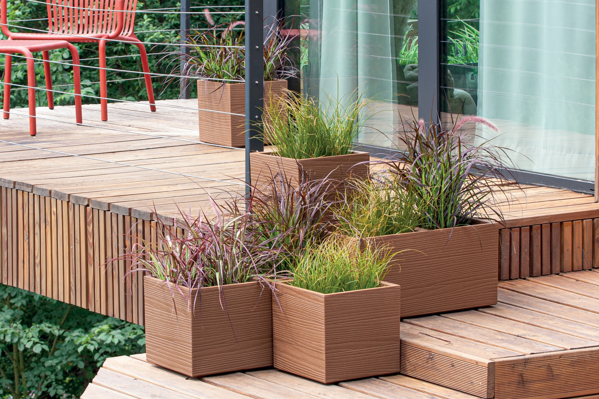 Donica ogrodowa Madera Square Eco Wood Eco White 31 l