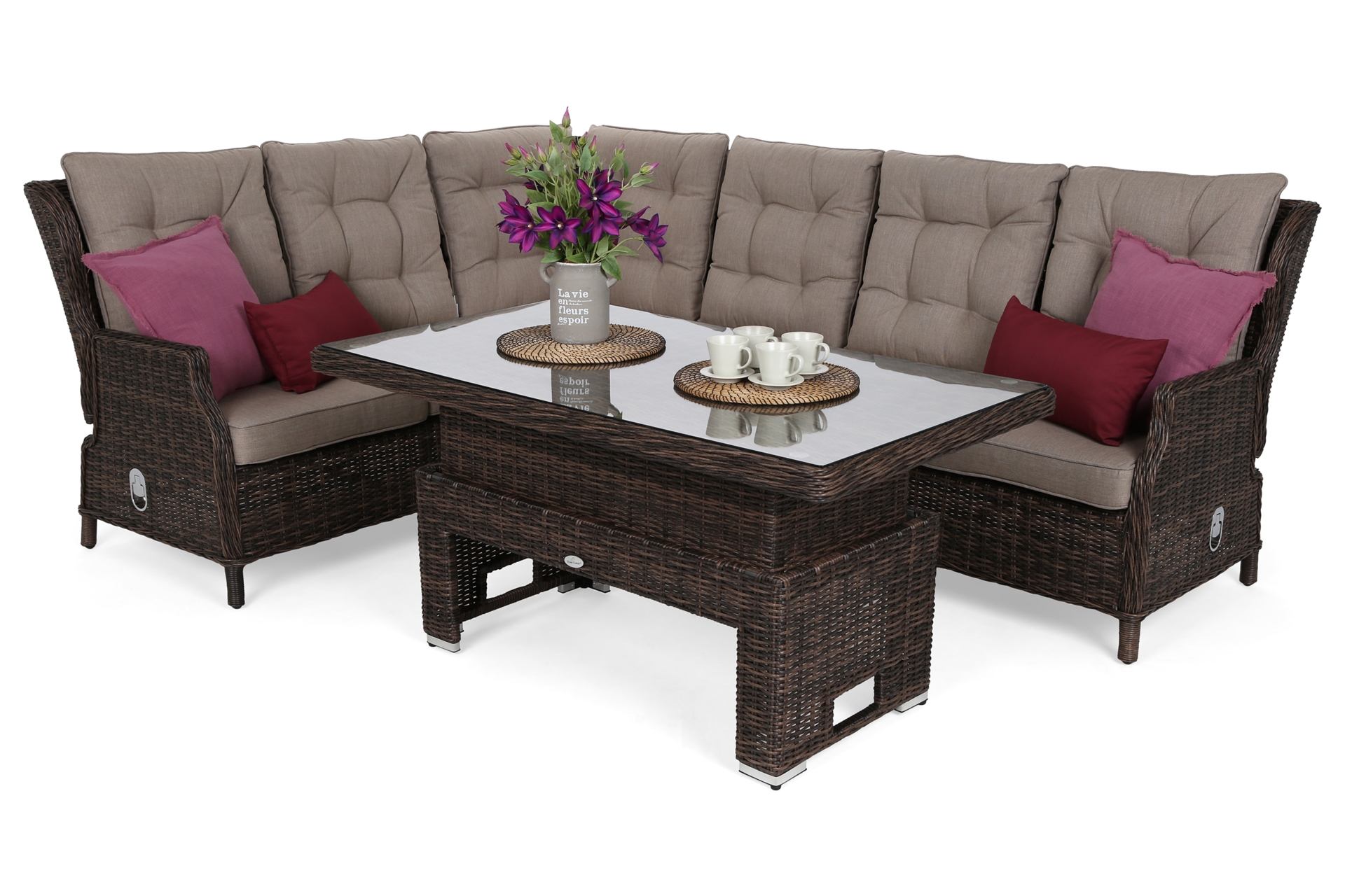 Narożnik ogrodowy technorattanowy Trivento Brown Mat / Brown Melange